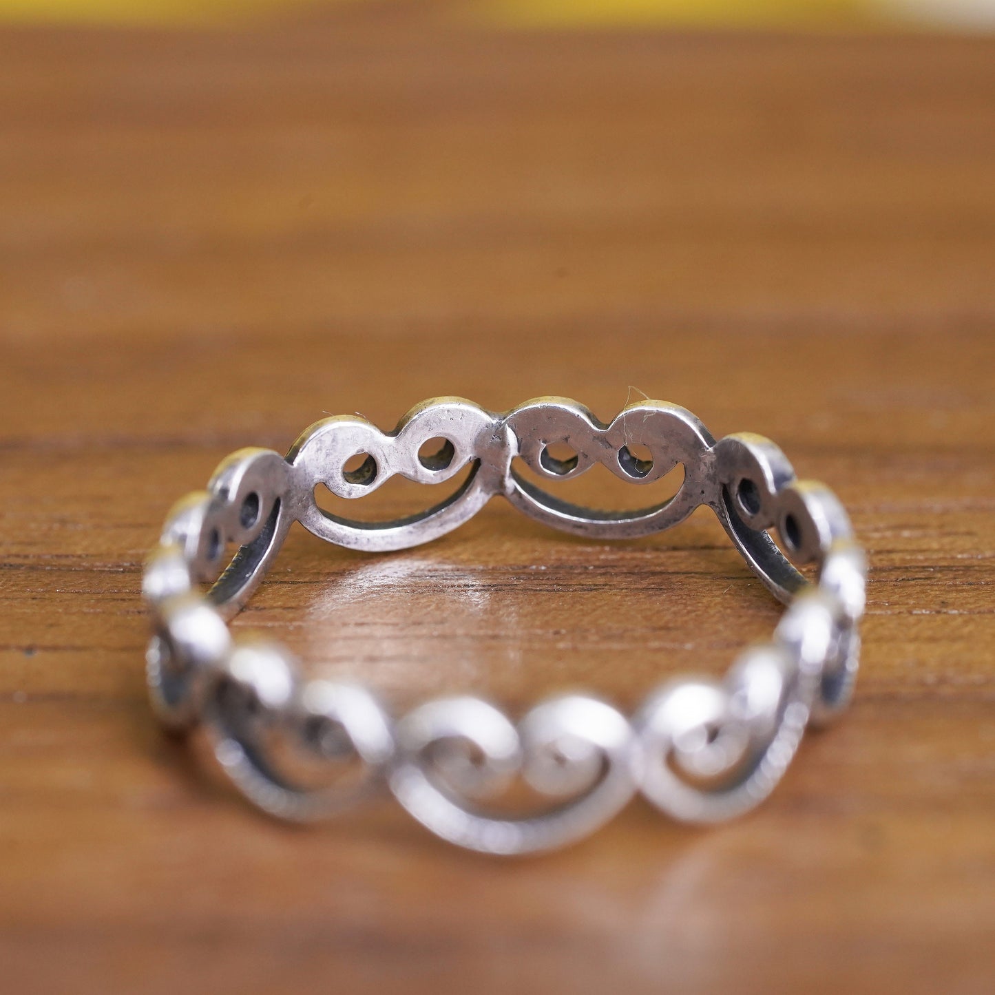 Size 7, vintage Sterling silver handmade ring, 925 filigree band