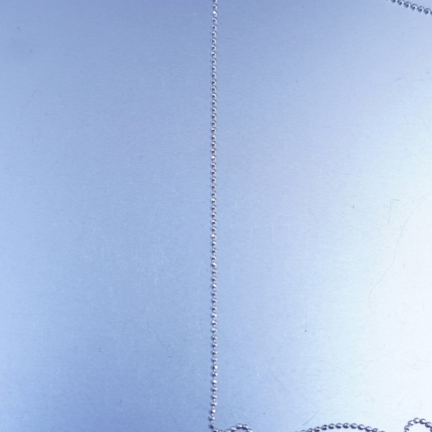 16” 1mm, vintage Italy Sterling 925 silver bead chain necklace
