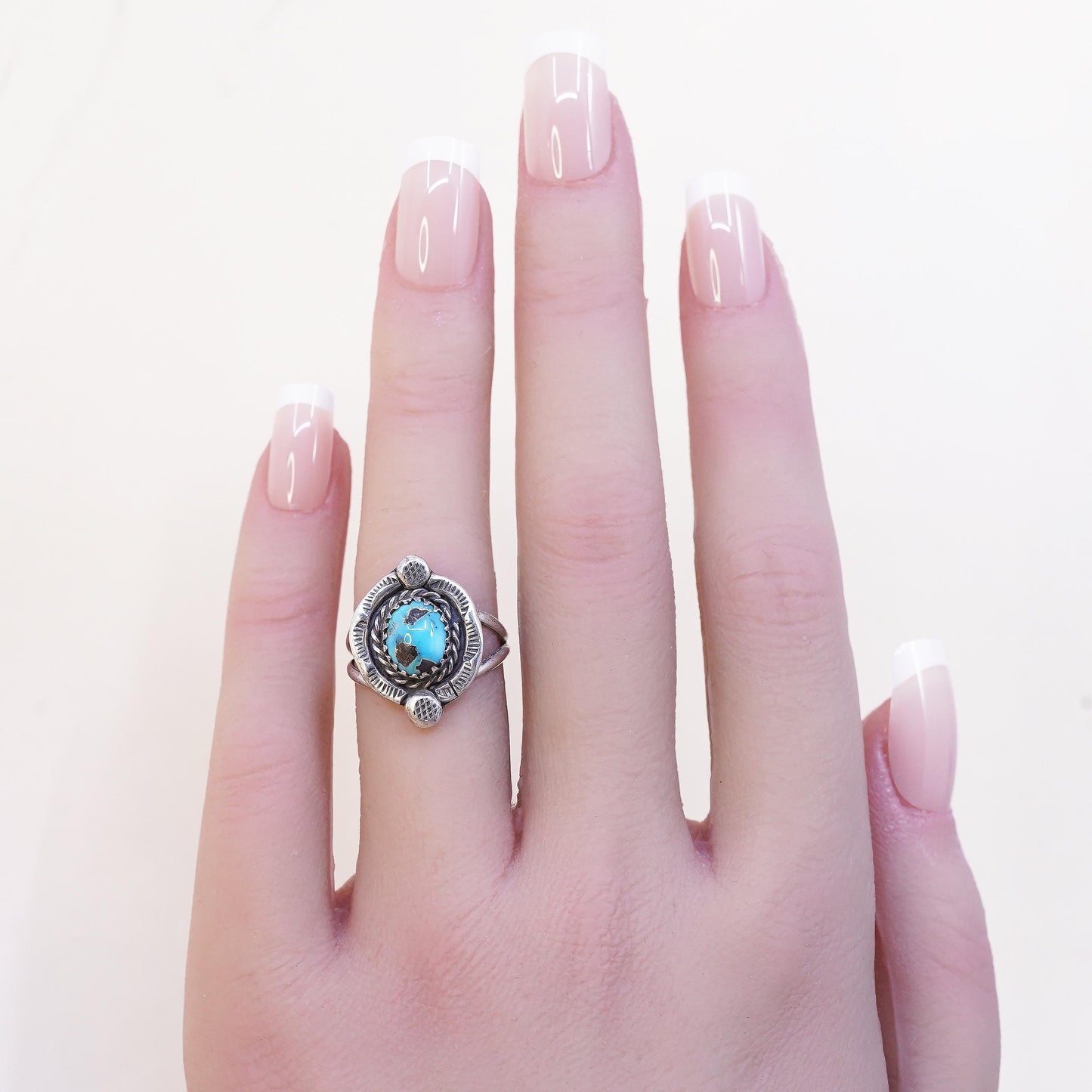 Size 5.5, Native American sterling silver ring 925 ring turquoise, southwestern