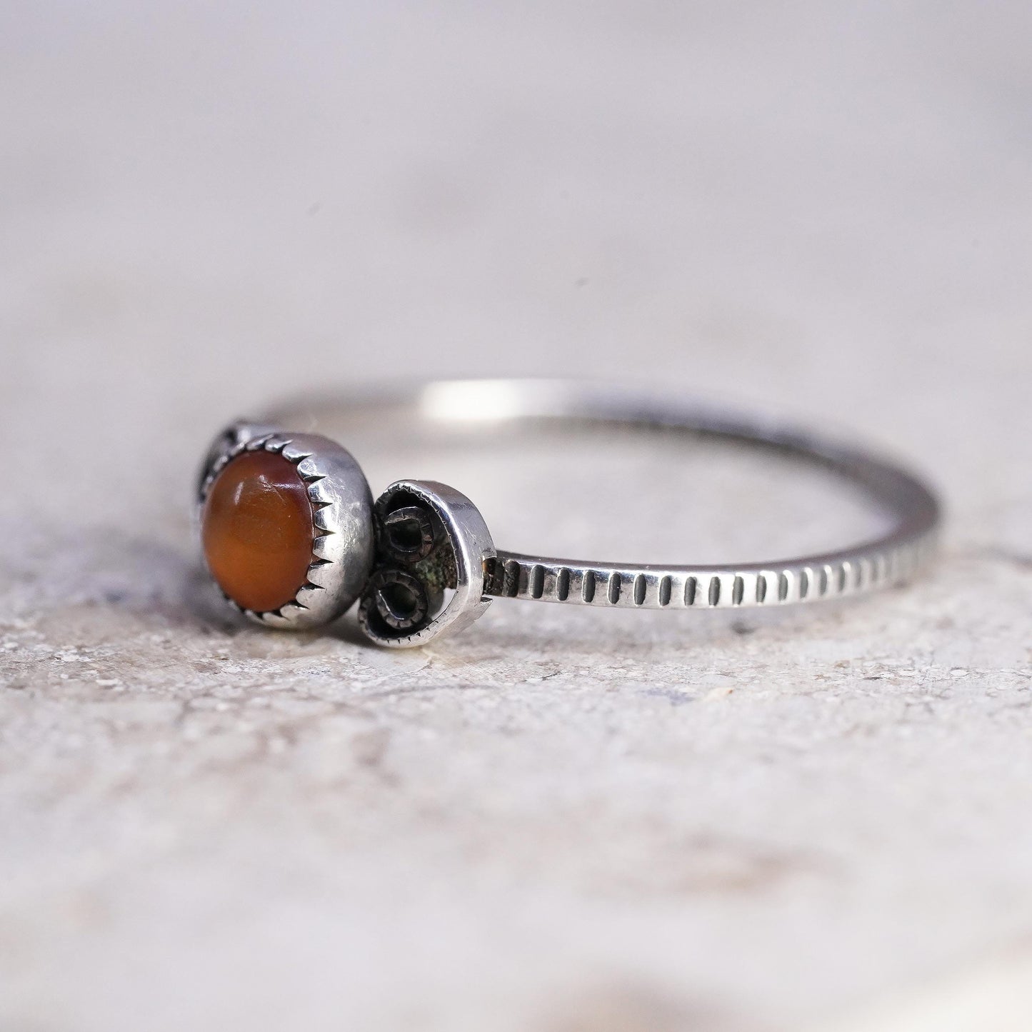 Size 5, vintage Sterling 925 silver handmade stackable ring w/ golden tiger eye