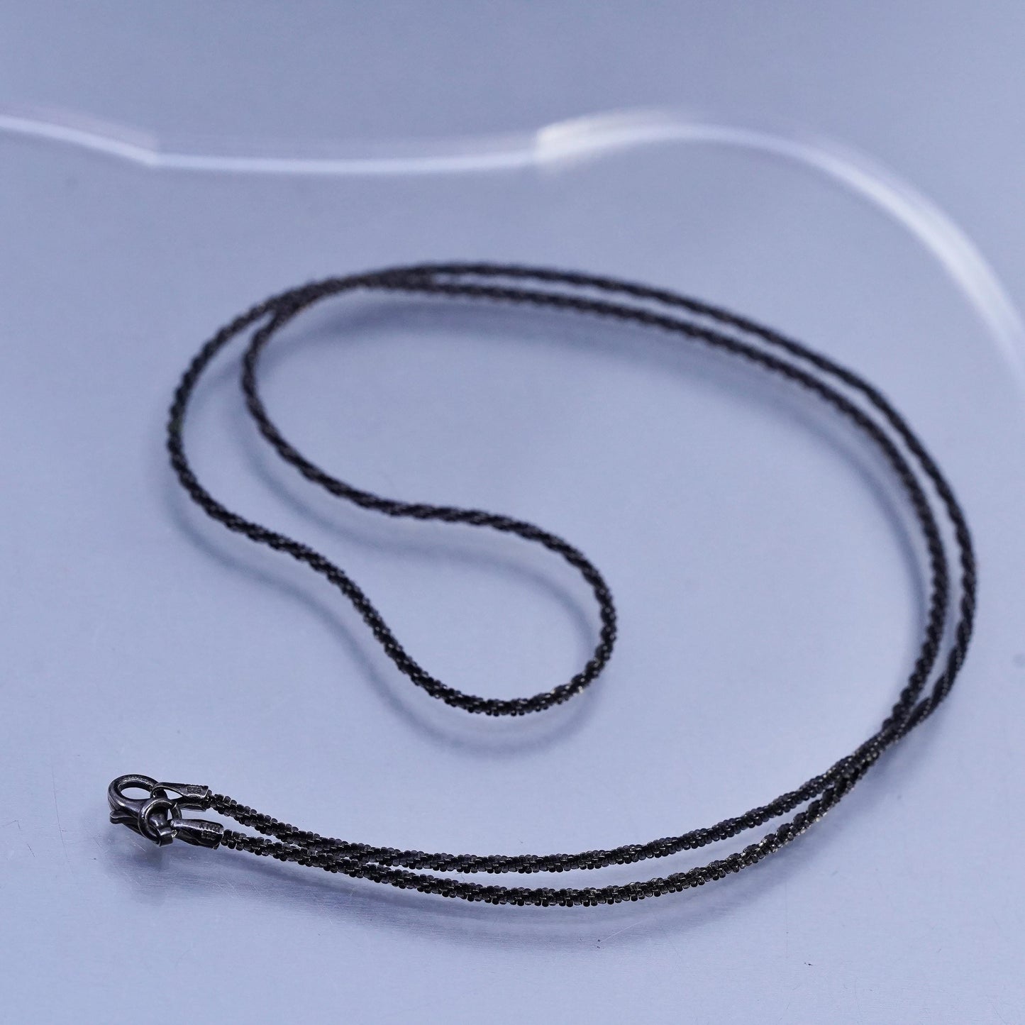 20", vintage Italian oxidized Sterling 925 silver twisted curb chain necklace