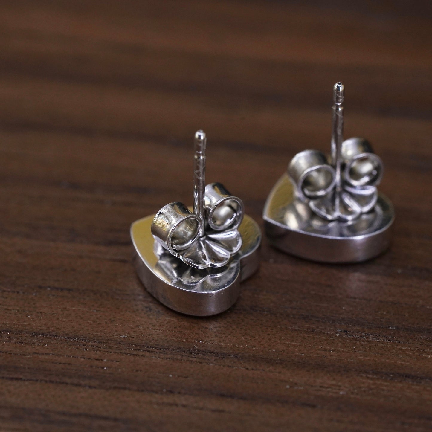Vintage Dyadema Sterling silver handmade earrings, 925 heart studs