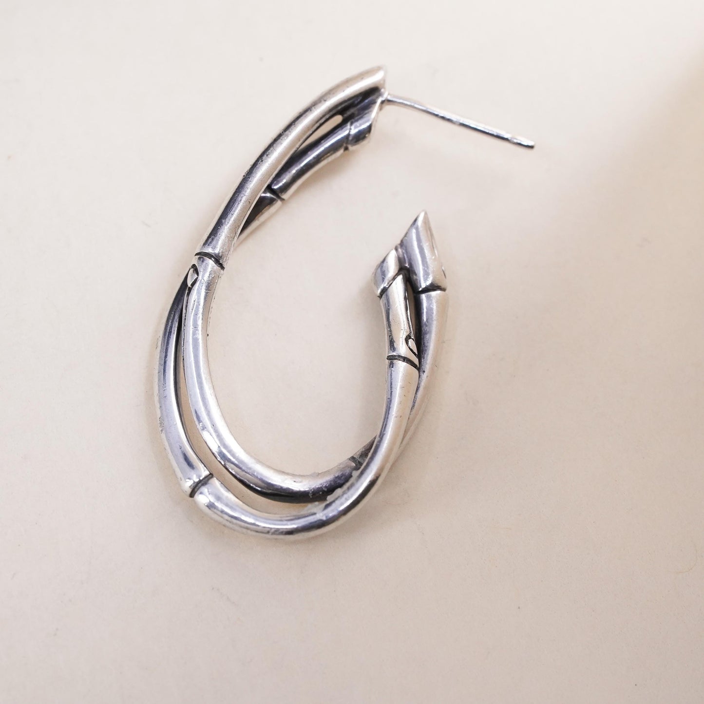 1.5", John Hardy 925 Sterling Silver Single Bamboo entwinted Earring