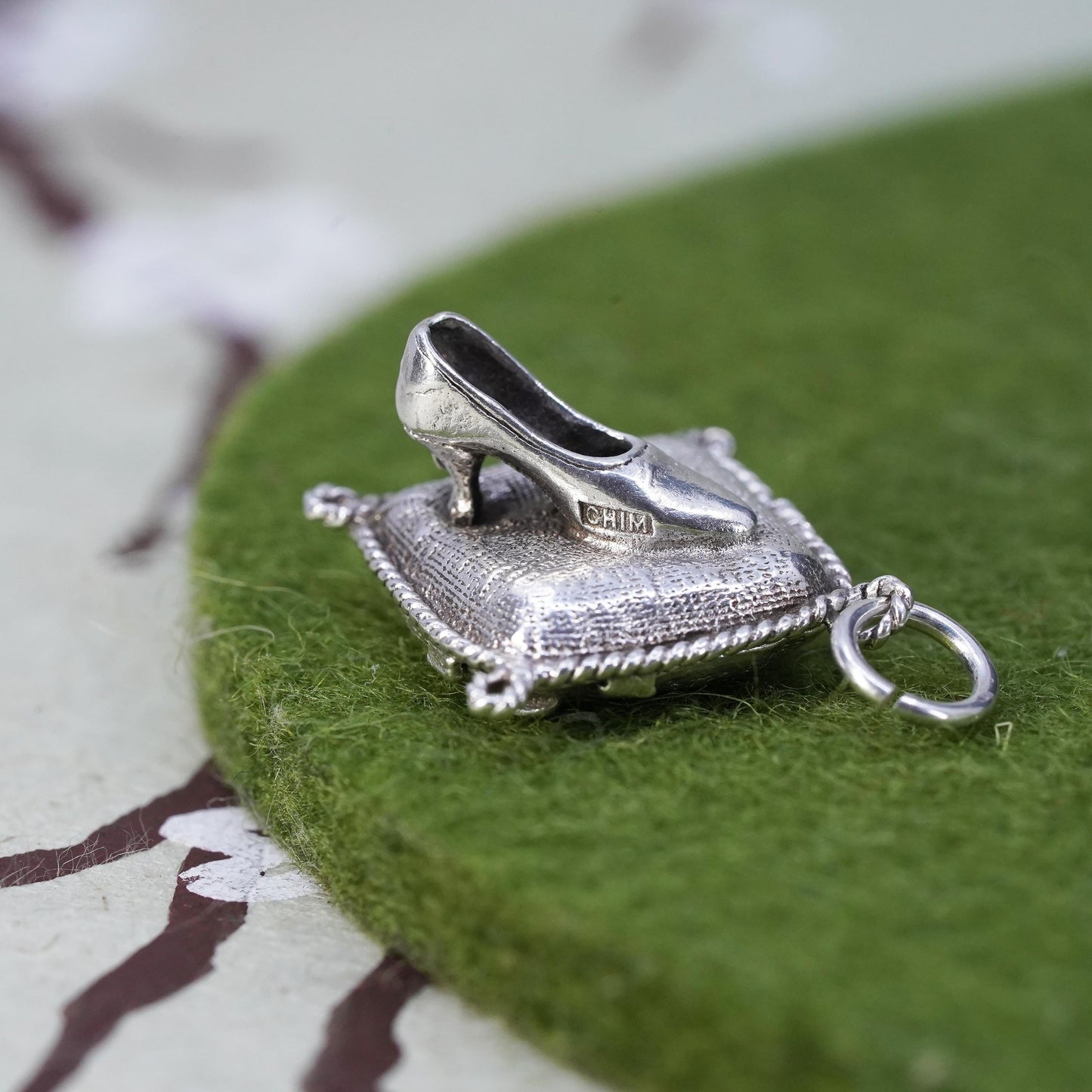 Vintage sterling silver handmade pendant, 925 Cinderella crystal heal charm