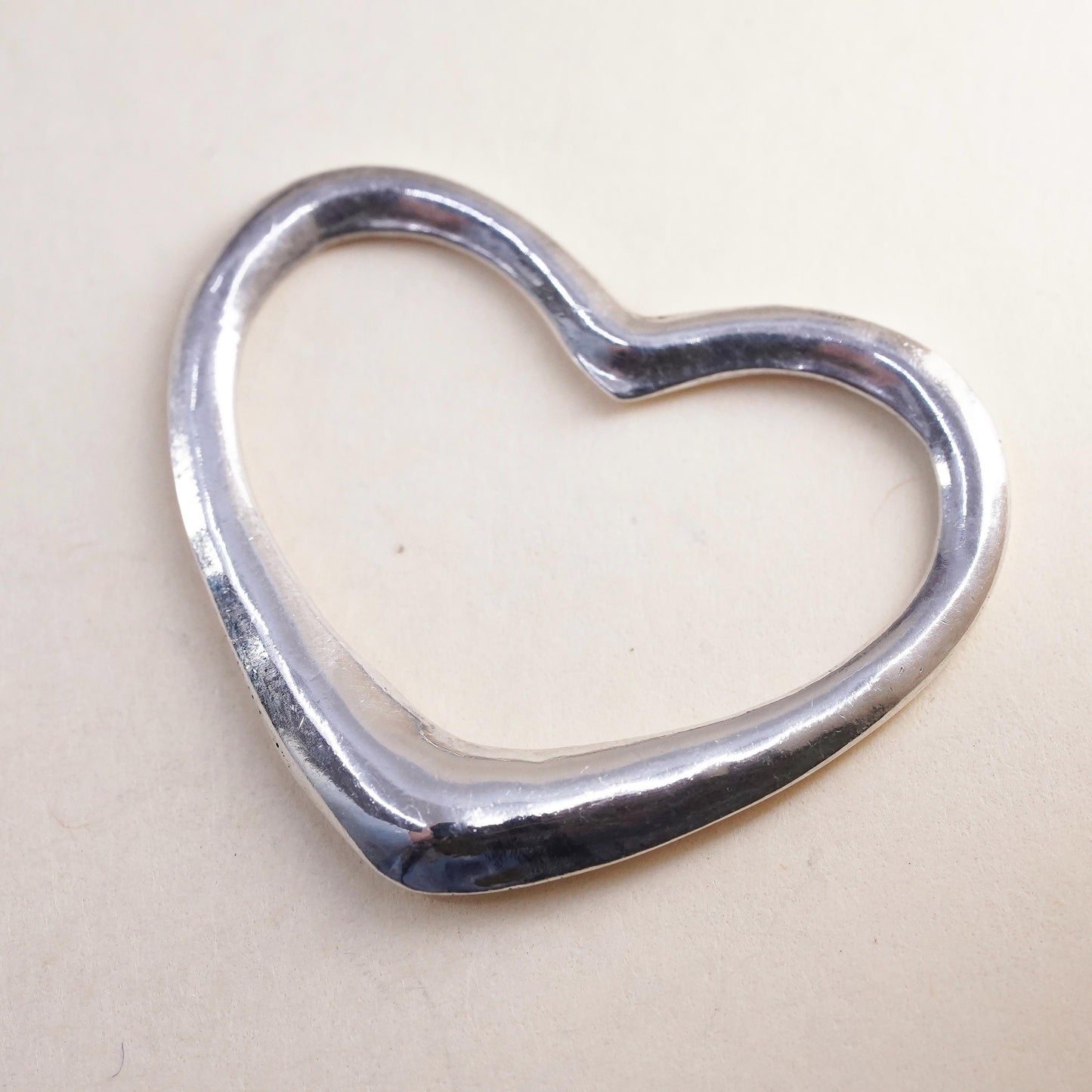 Vintage sterling silver heart shaped charm, 925 silver pendant