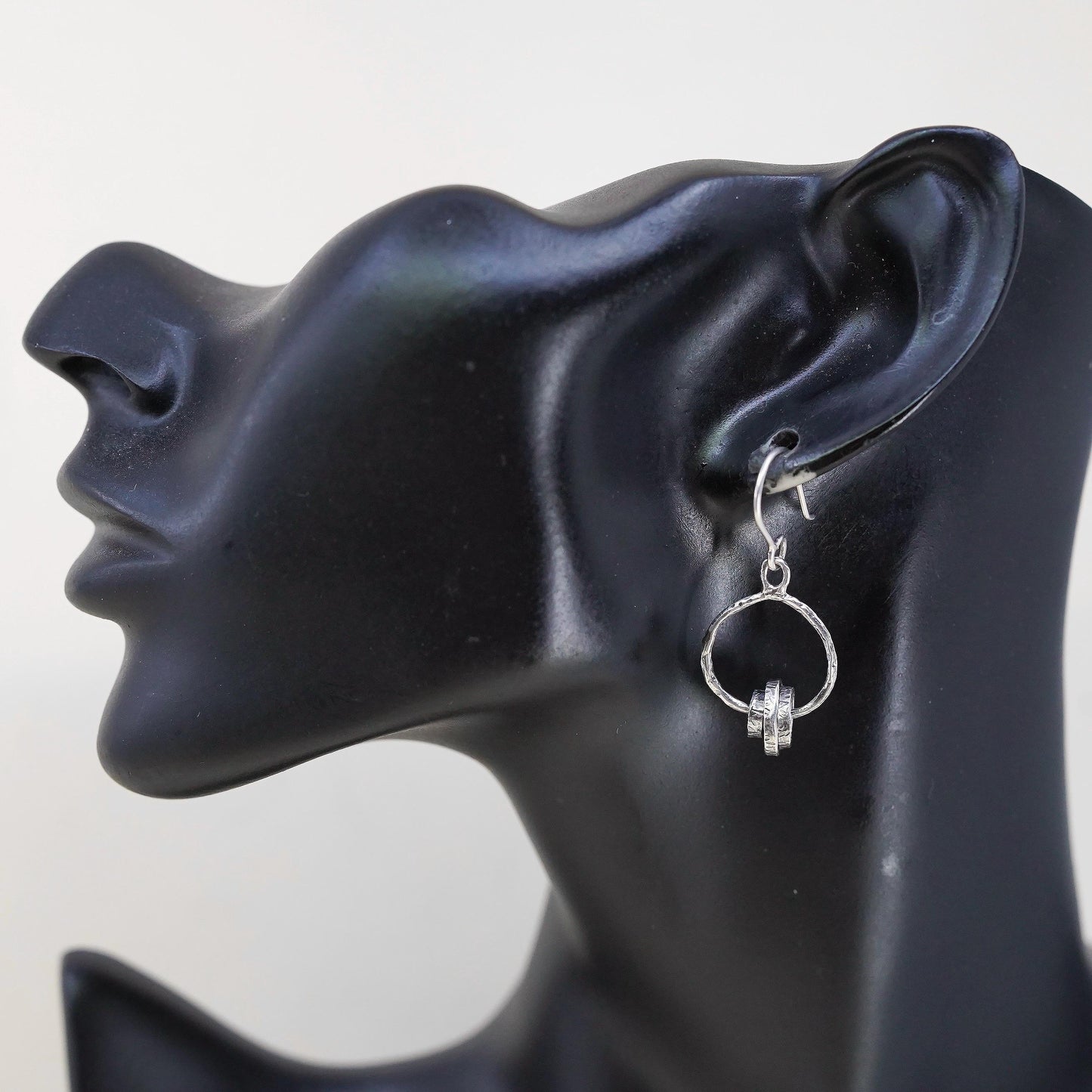 Vintage PZ Paz Israel Sterling Silver 925 hammered textured disc earrings beads