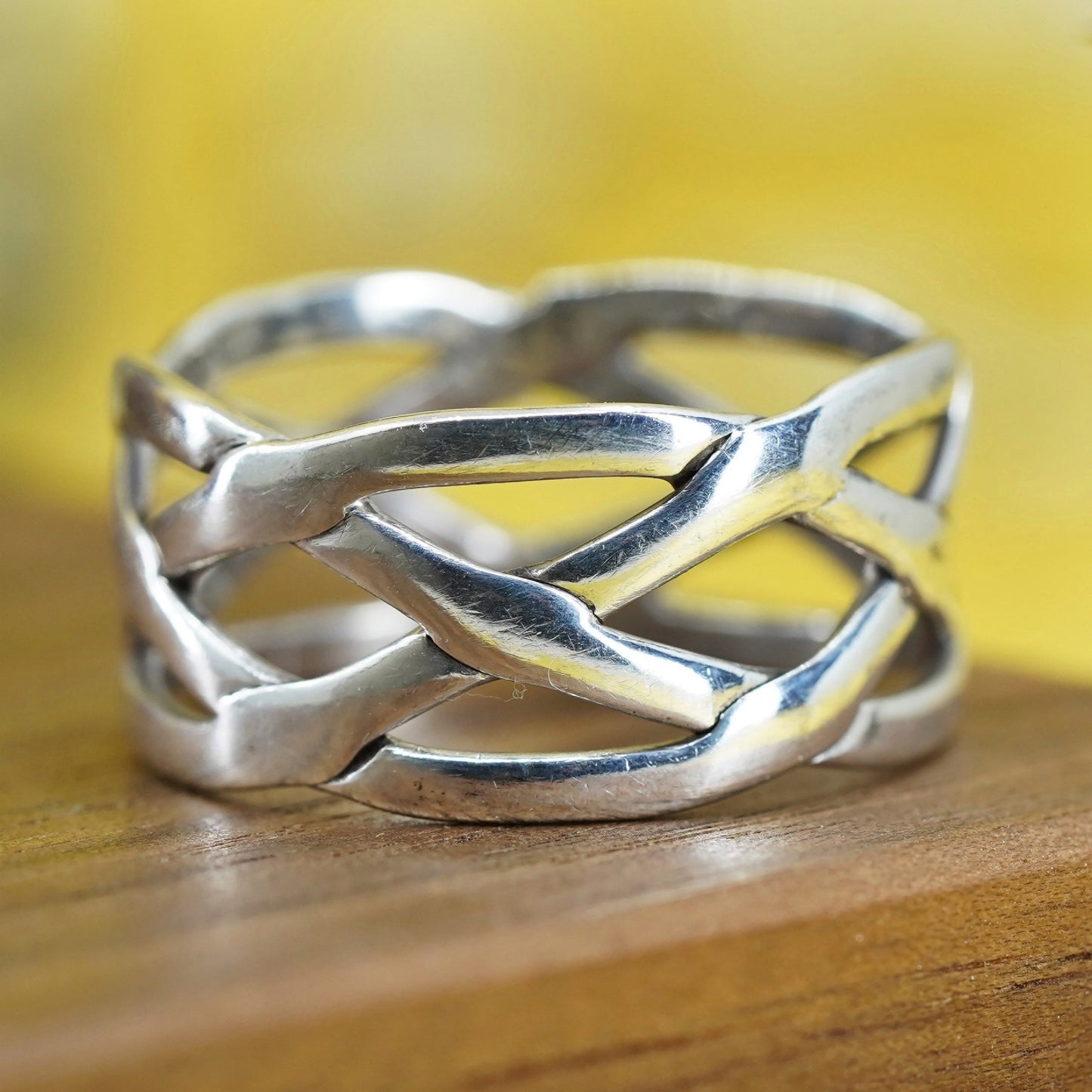 Size 11.5, vintage Sterling silver handmade ring, Modern 925 wavy band