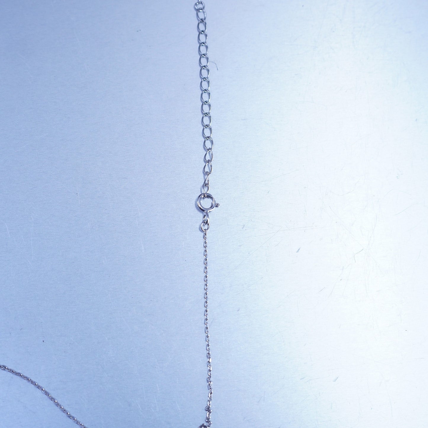 16+2”, Sterling 925 silver handmade circle pendant necklace love pendant and Cz
