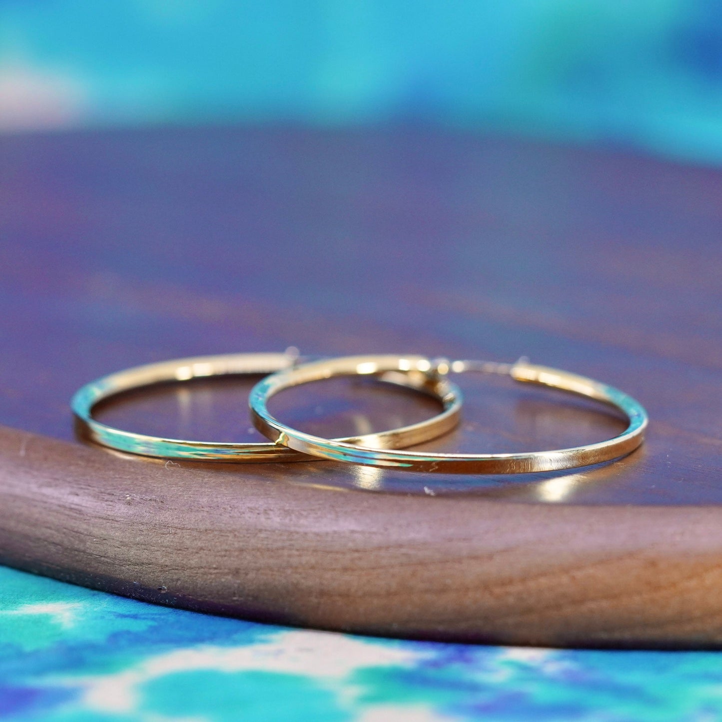 2”, vintage vermeil gold over Sterling silver handmade hoop earrings 925 huggie