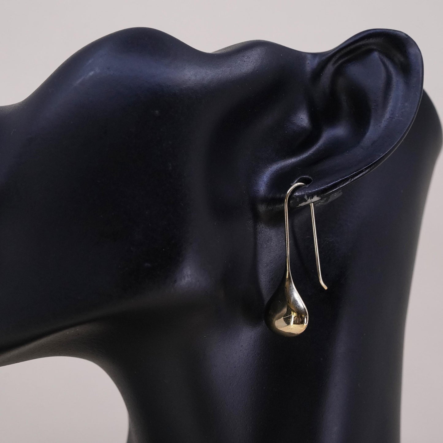 vintage modernist vermeil gold over sterling silver 925 single teardrop earring