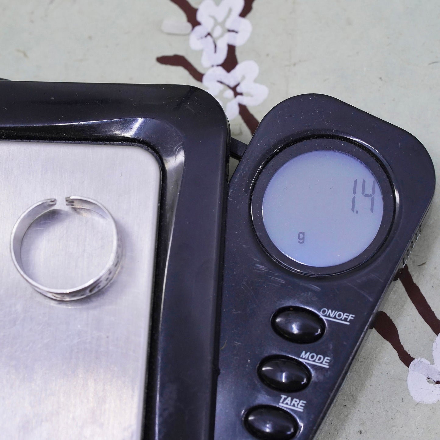 Size 4, Vintage sterling silver handmade ring, star moon 925 band with open end