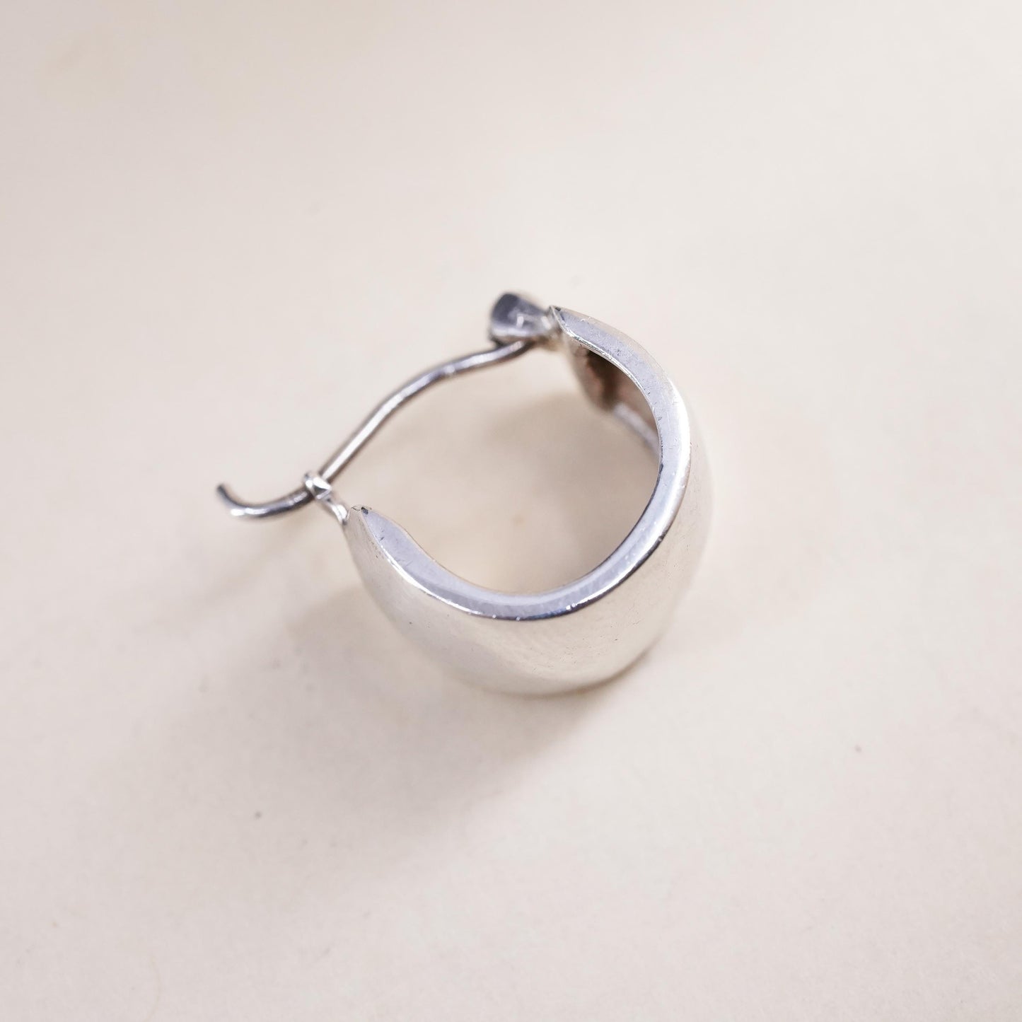 0.5”, Vintage sterling silver single earring, 925 huggie hoop
