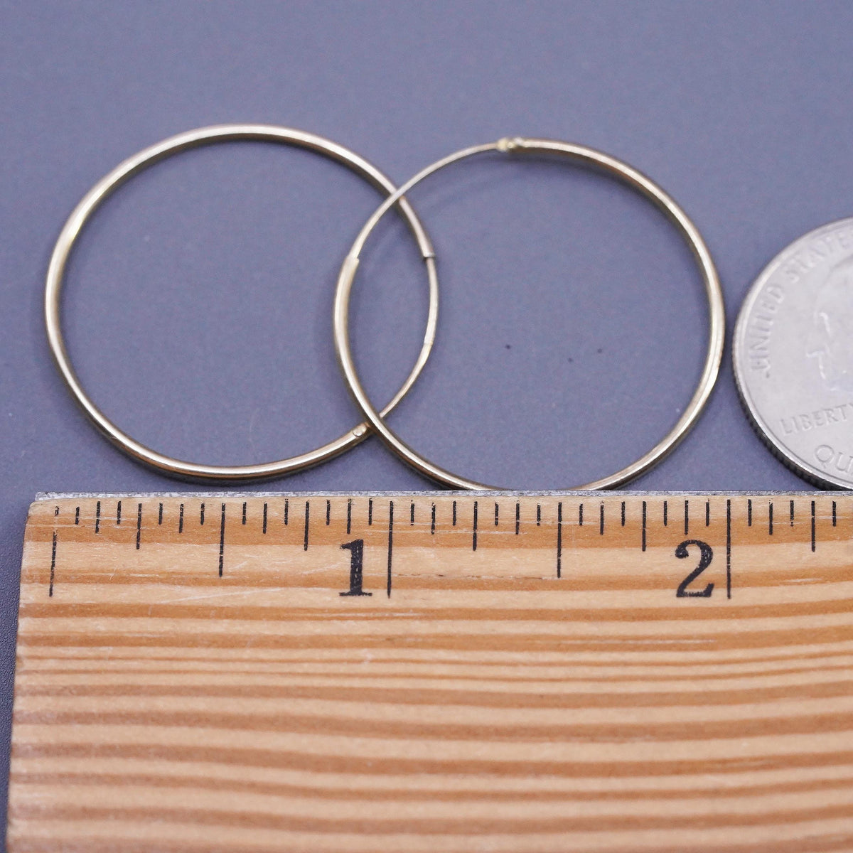 1.25", vintage vermeil gold over Sterling silver earrings, 925 thin hoops