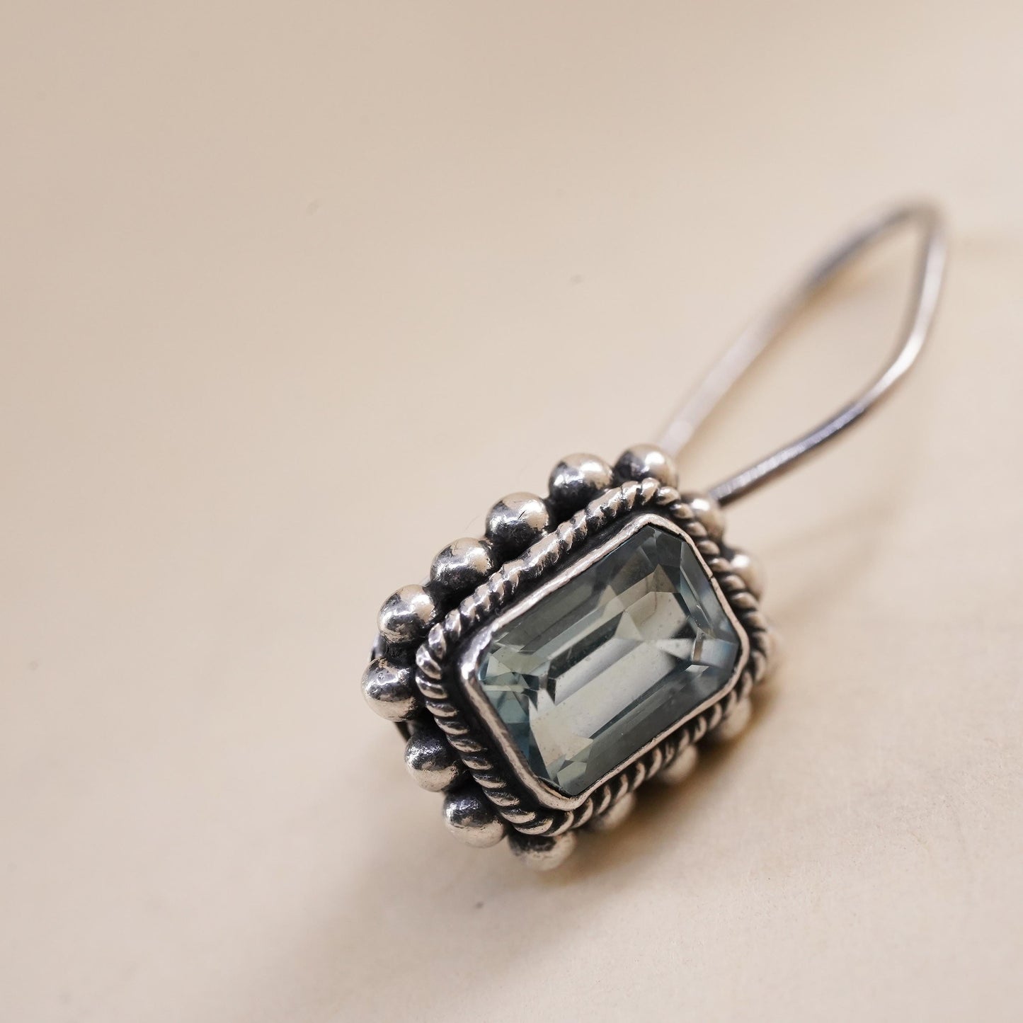 Southwestern sterling silver 925 handmade single earring with topaz and beads