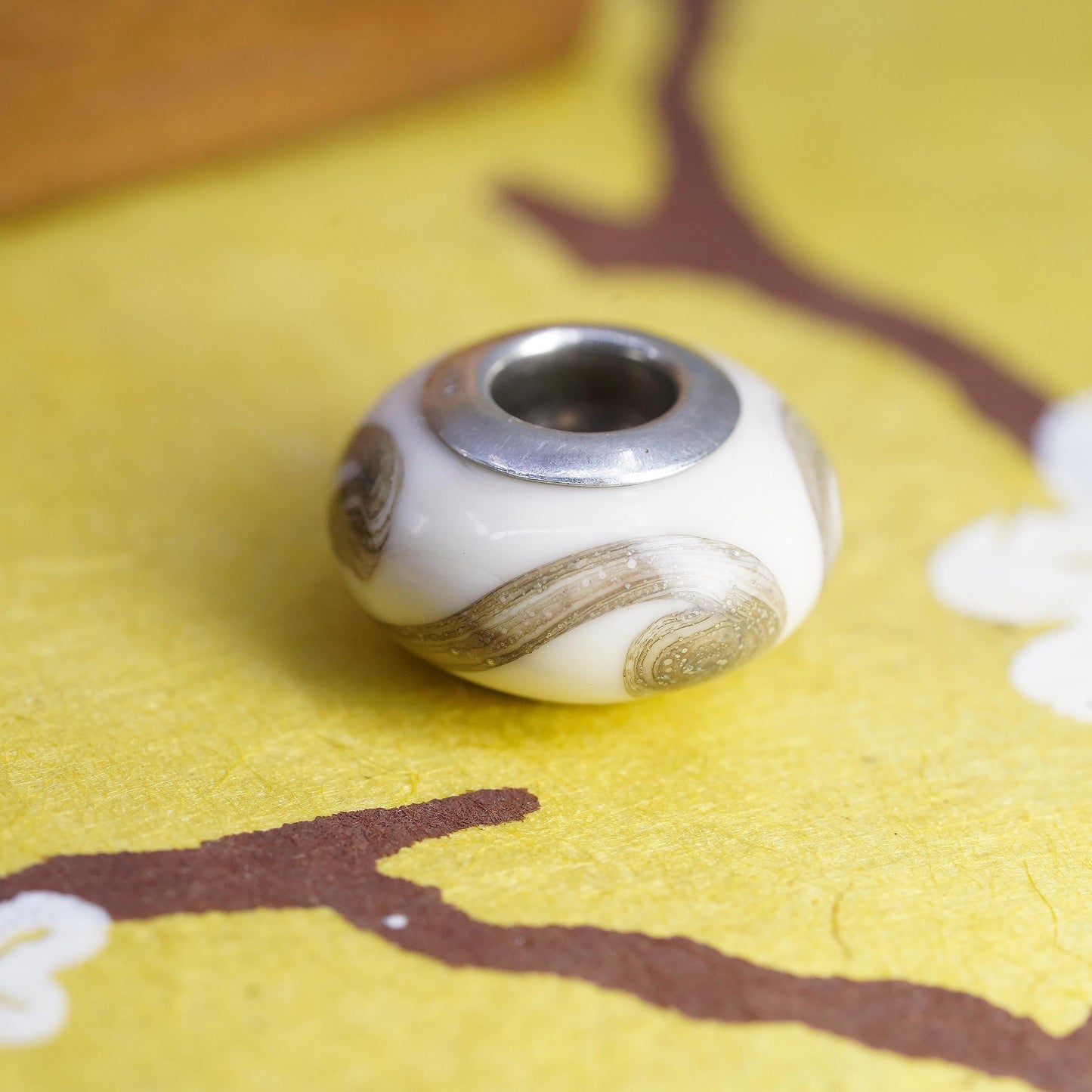 Vintage Italian Murano glass bead Sterling 925 silver charm