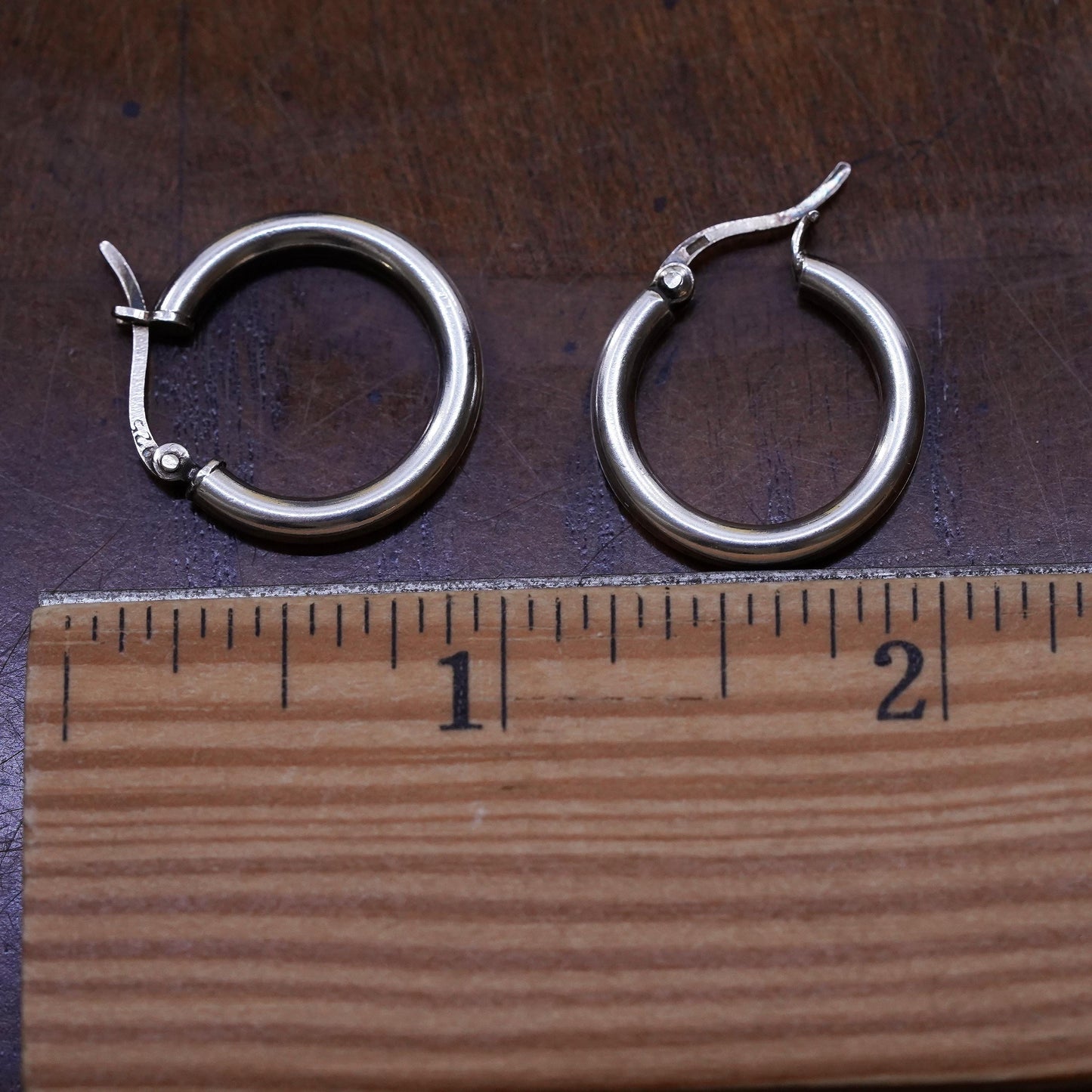 0.75”, Vintage Sterling silver handmade earrings, 925 hoops