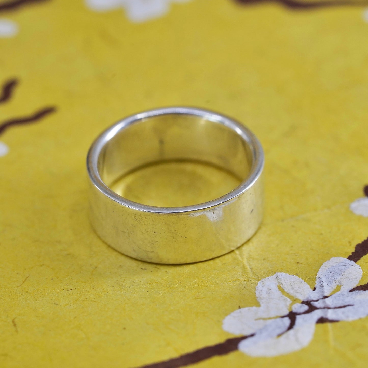 Size 7.75, vintage Sterling silver handmade ring, 925 silver wide band