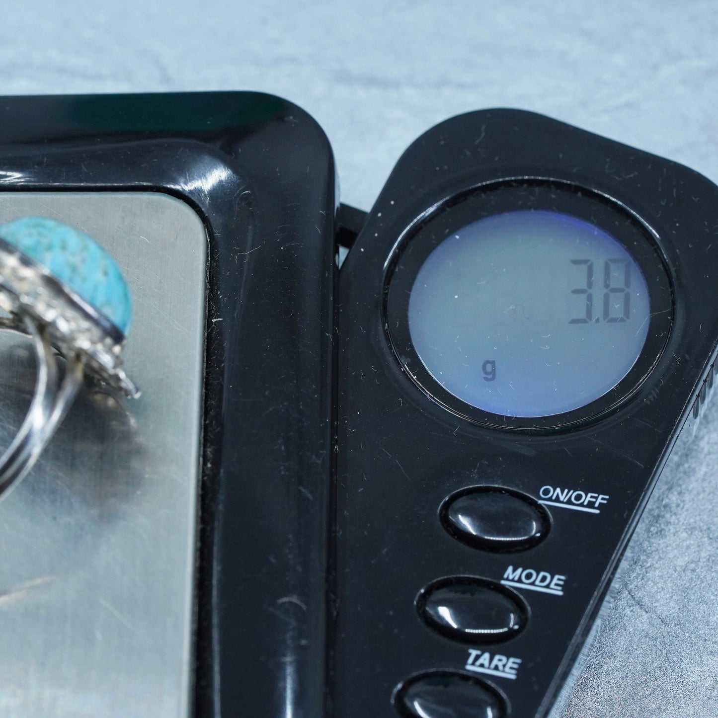 Size 7.5, vintage mexico Sterling 925 silver handmade ring with turquoise