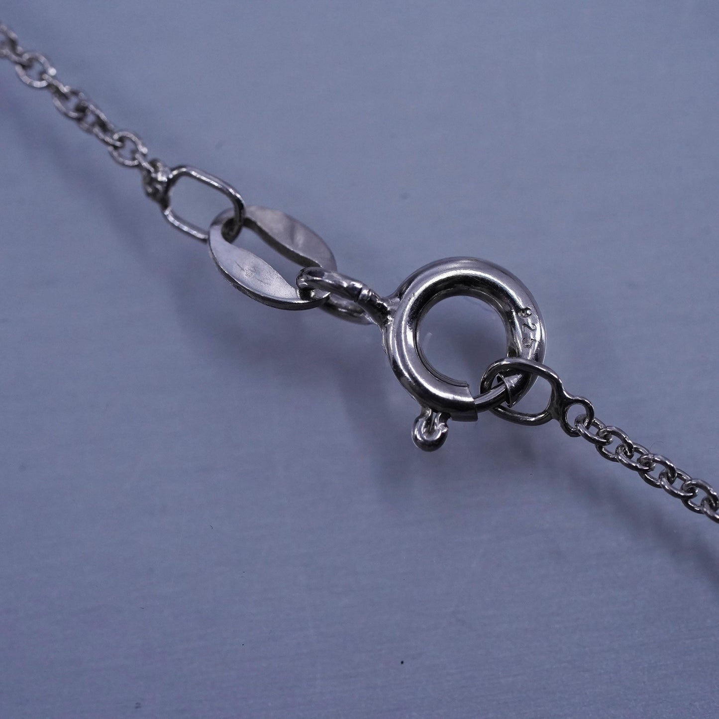 16”, Sterling 925 silver circle chain necklace with snowflake marcasite pendant