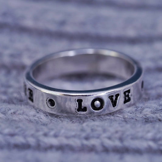 Size 6, VTG Sterling silver prayer ring, 925 band engraved "true love waits"