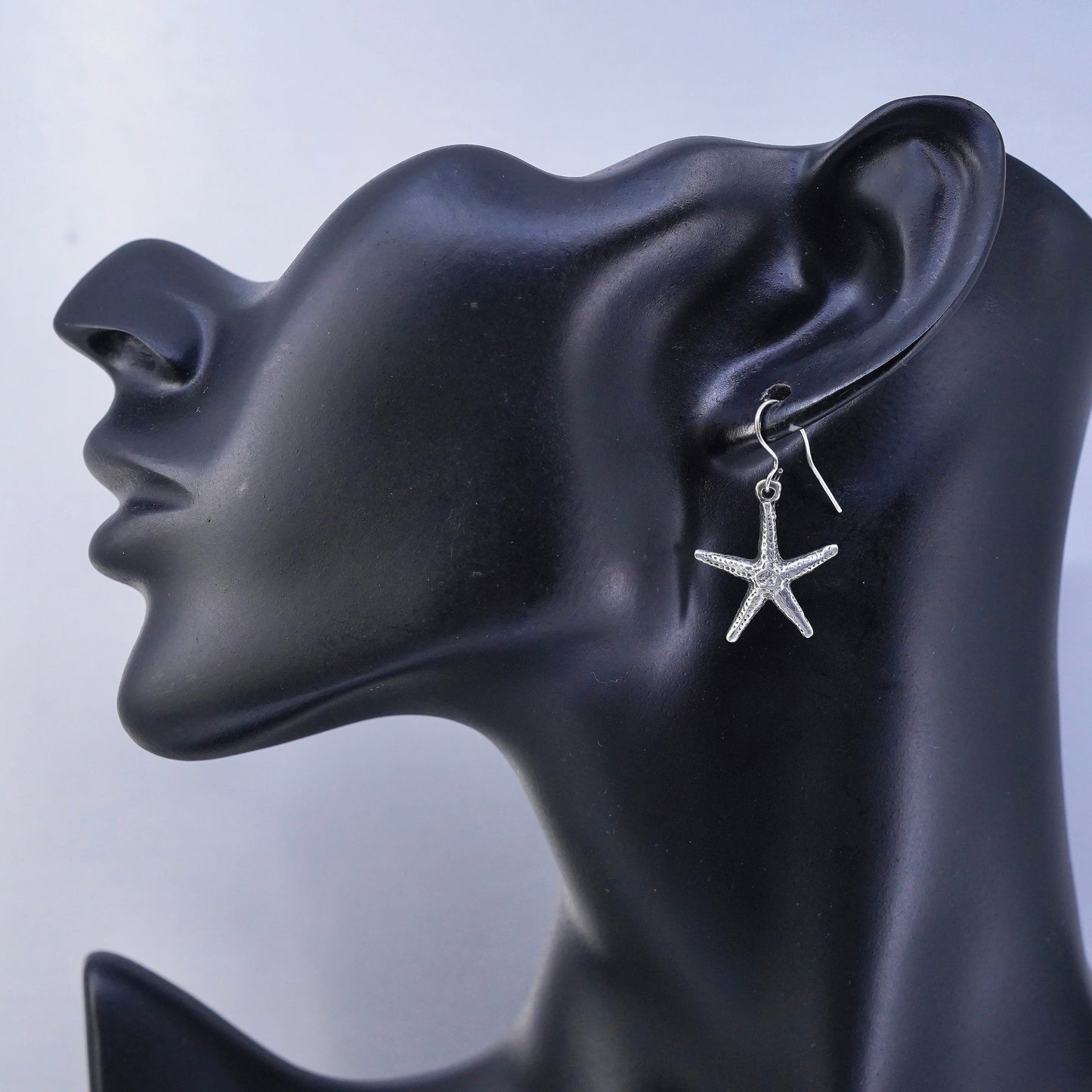 Vintage sterling 925 silver handmade earrings with star starfish dangles