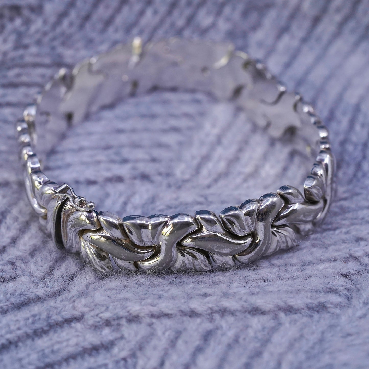 7.5", 13mm, vintage Sterling silver handmade bracelet, 925 tennis bracelet