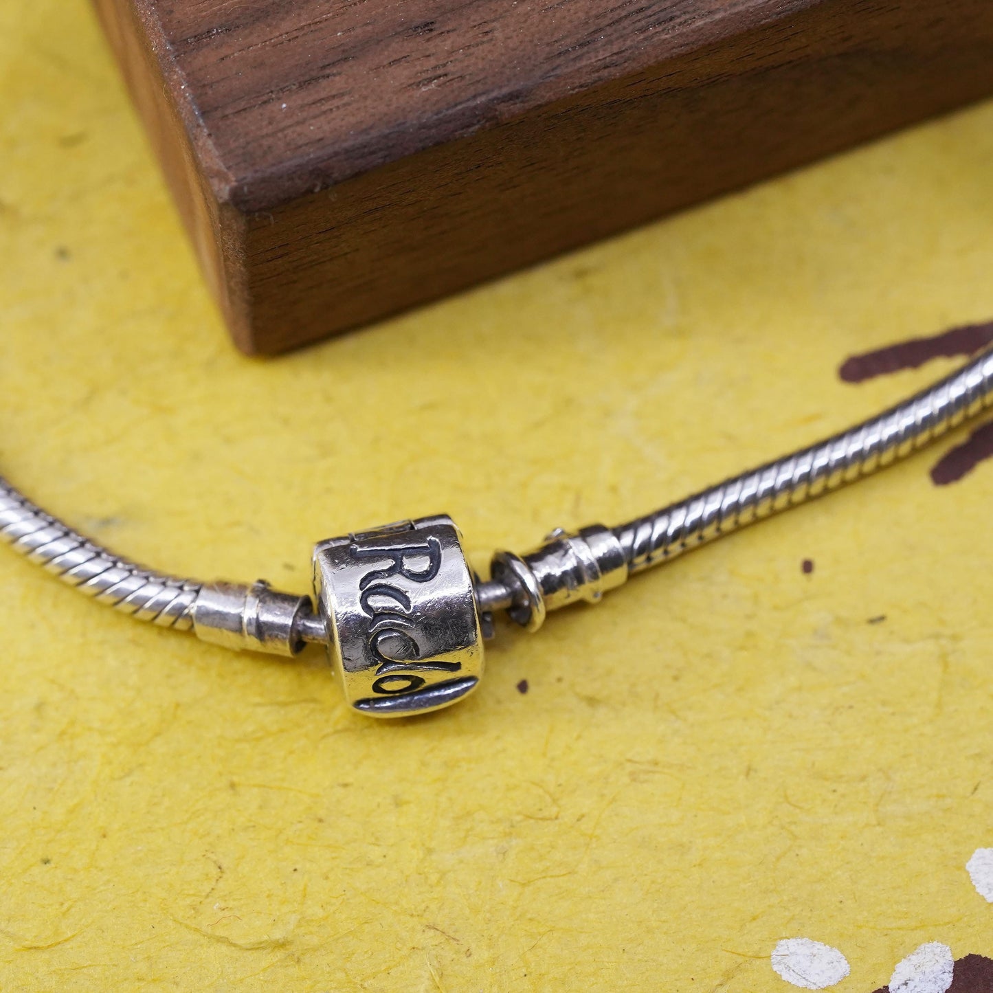 7.5", vintage Silver Rado sterling silver snake charm bracelet