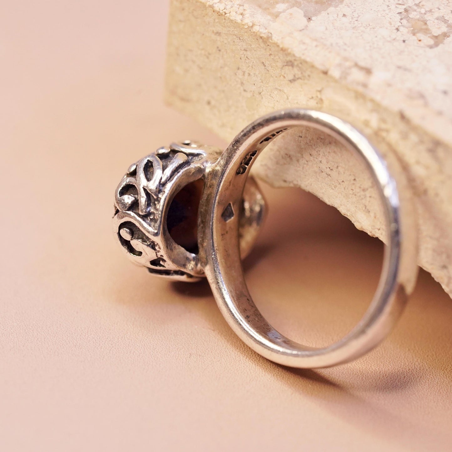Size 7, SILPADA Sterling 925 Silver Vintage Smoky Quartz Swirl Oxidized Ring