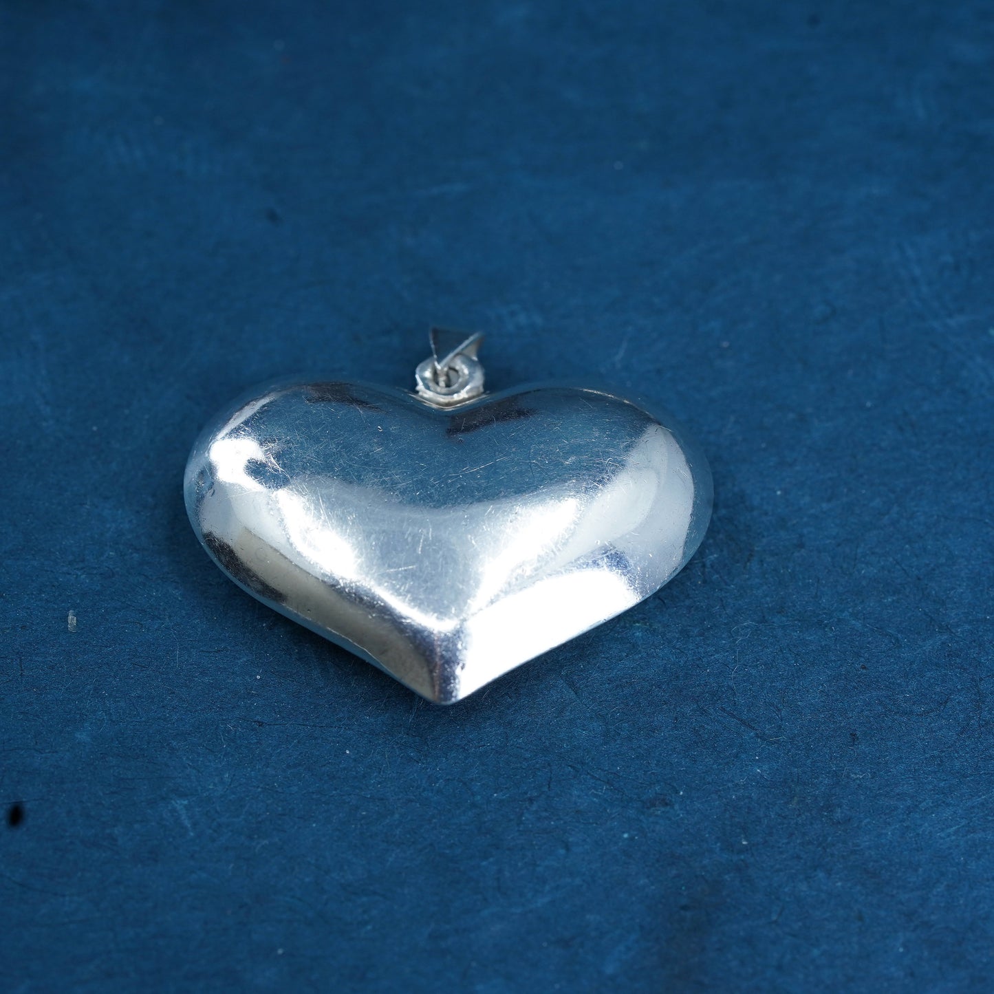 Vintage Sterling silver handmade pendant, puffy 925 silver heart