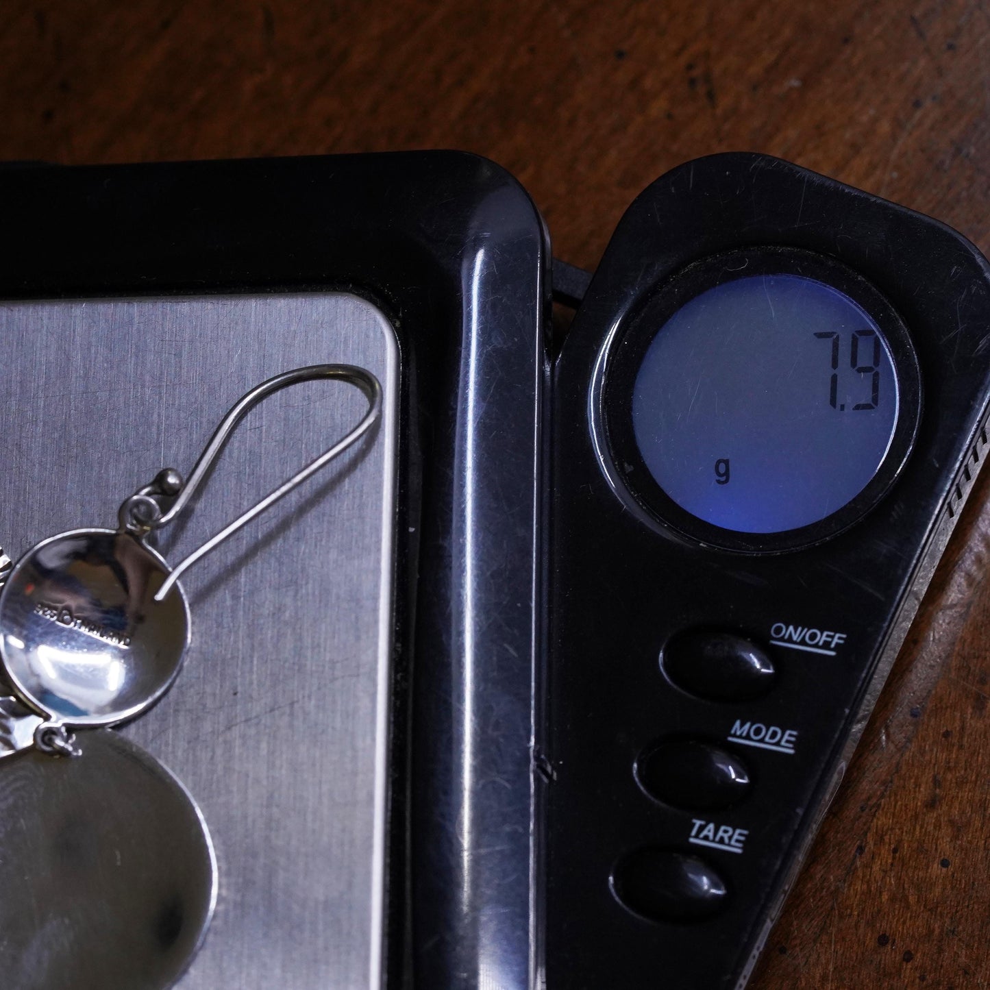 Vintage sterling silver handmade earrings, textured 925 teardrop drops
