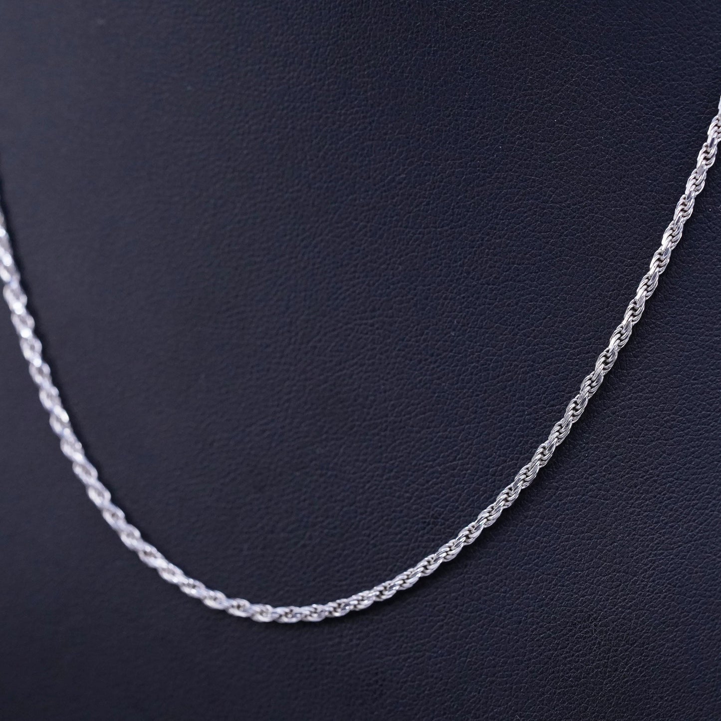 18” 2mm, vintage Italian Sterling 925 silver diamond cut rope chain necklace