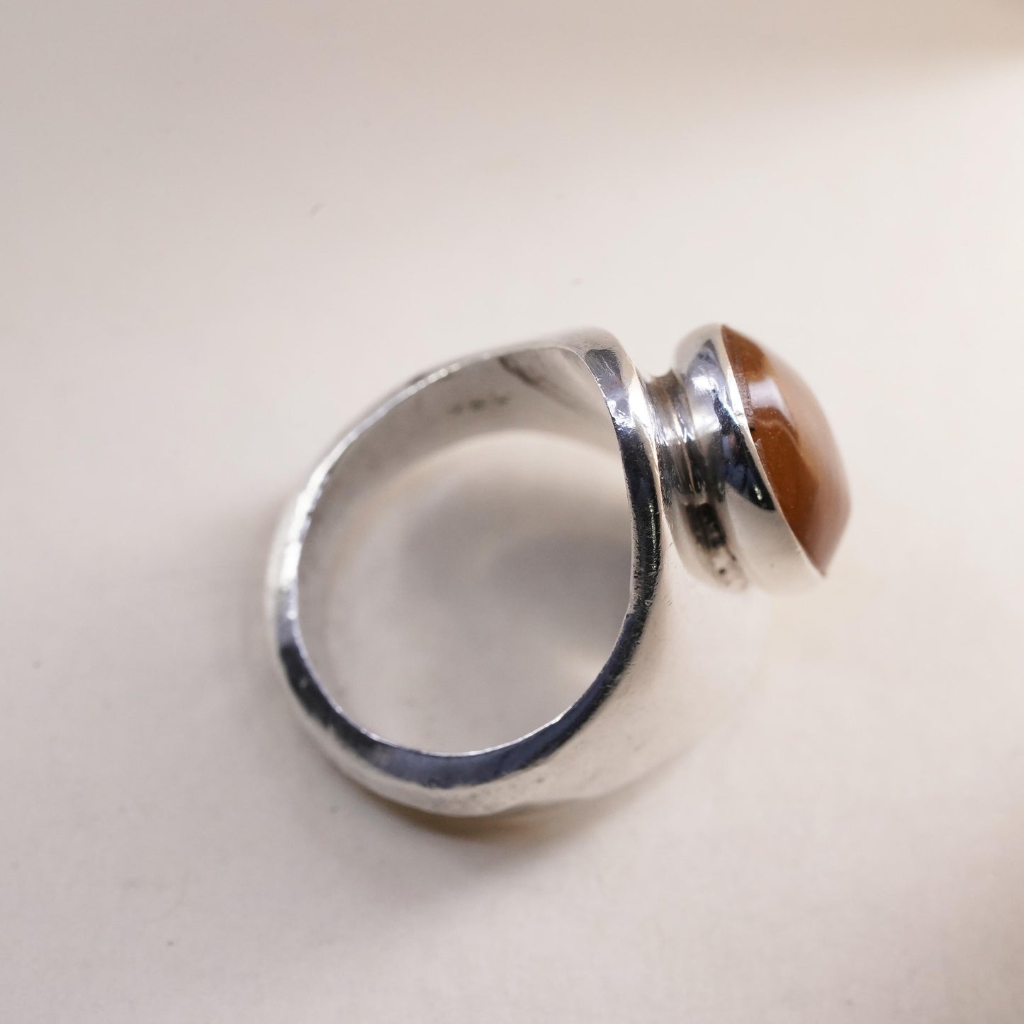 Size 6.25, VTG Mexican handmade sterling 925 silver statement ring goldstone