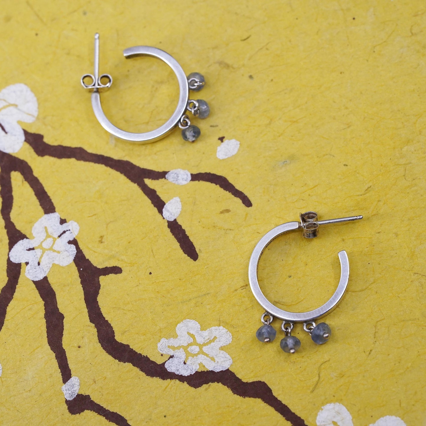 0.5", Canadian Sterling silver earrings, 925 huggie hoop studs topaz beads