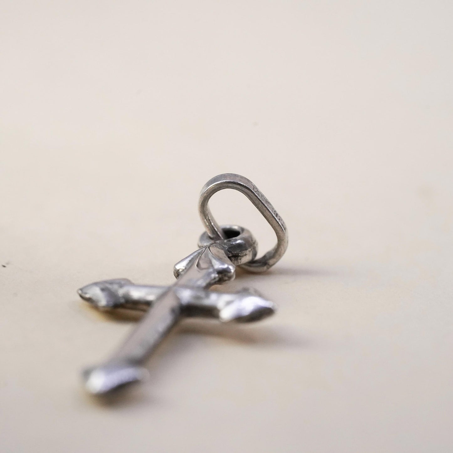 Vintage handmade Sterling silver pendant, 925 cross charm