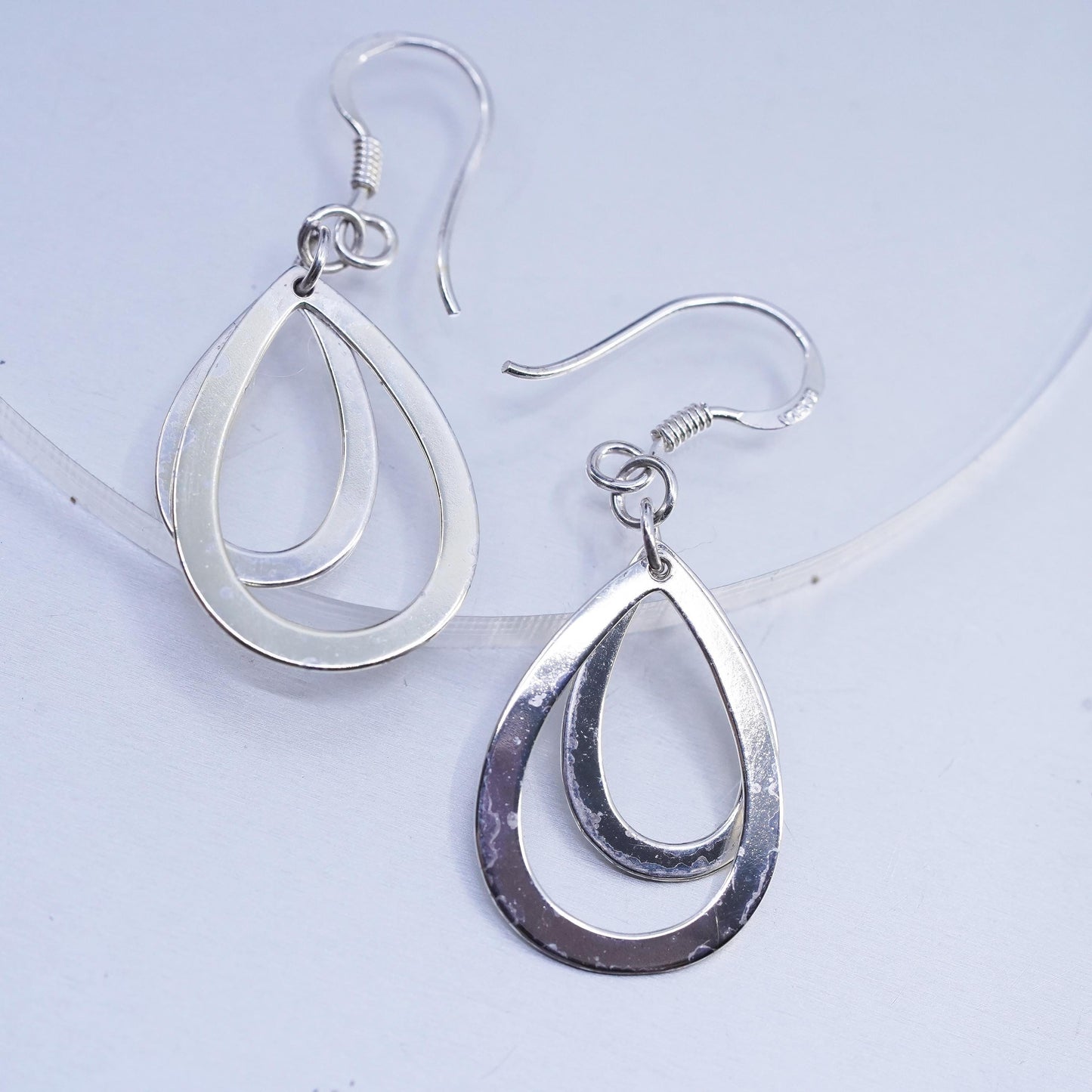 Vintage Sterling 925 silver handmade teardrop earrings