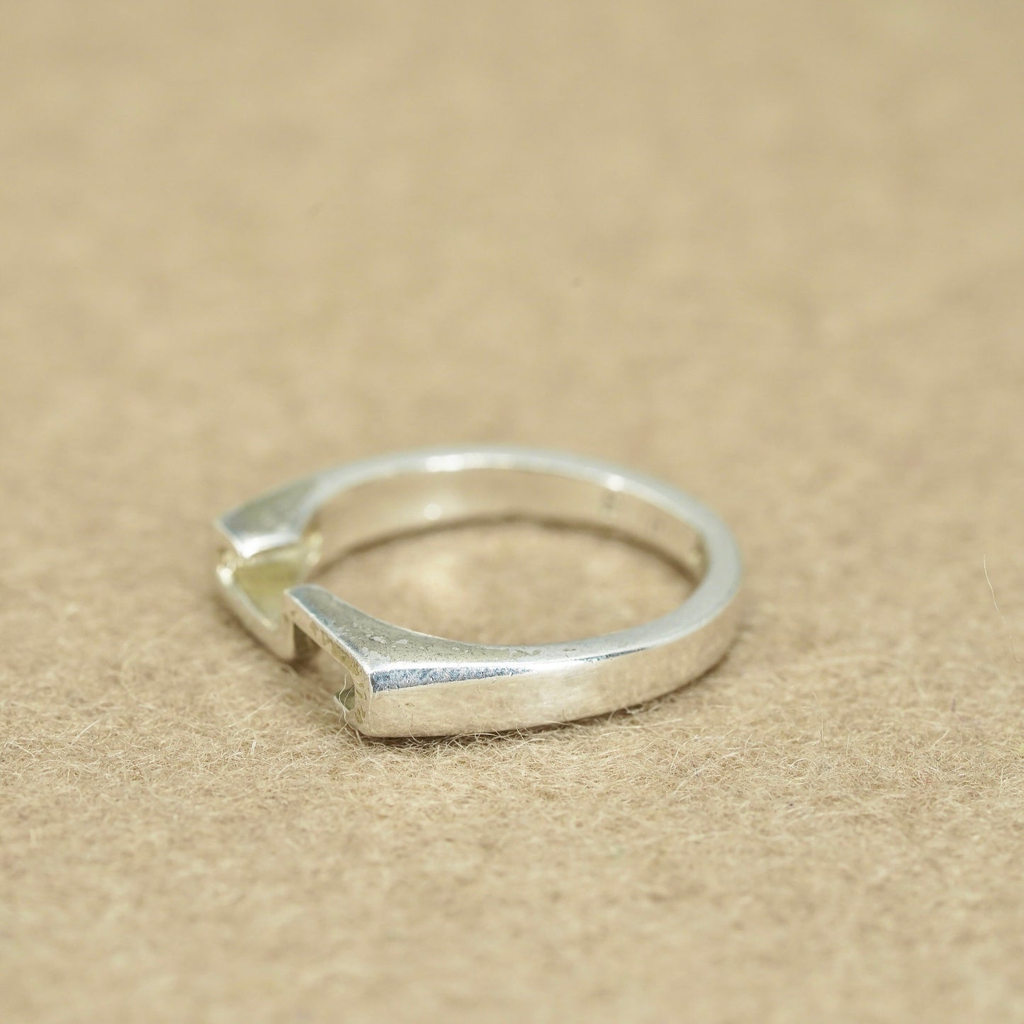 Size 6.25, vintage Sterling 925 silver stackable ring, initial letter S band