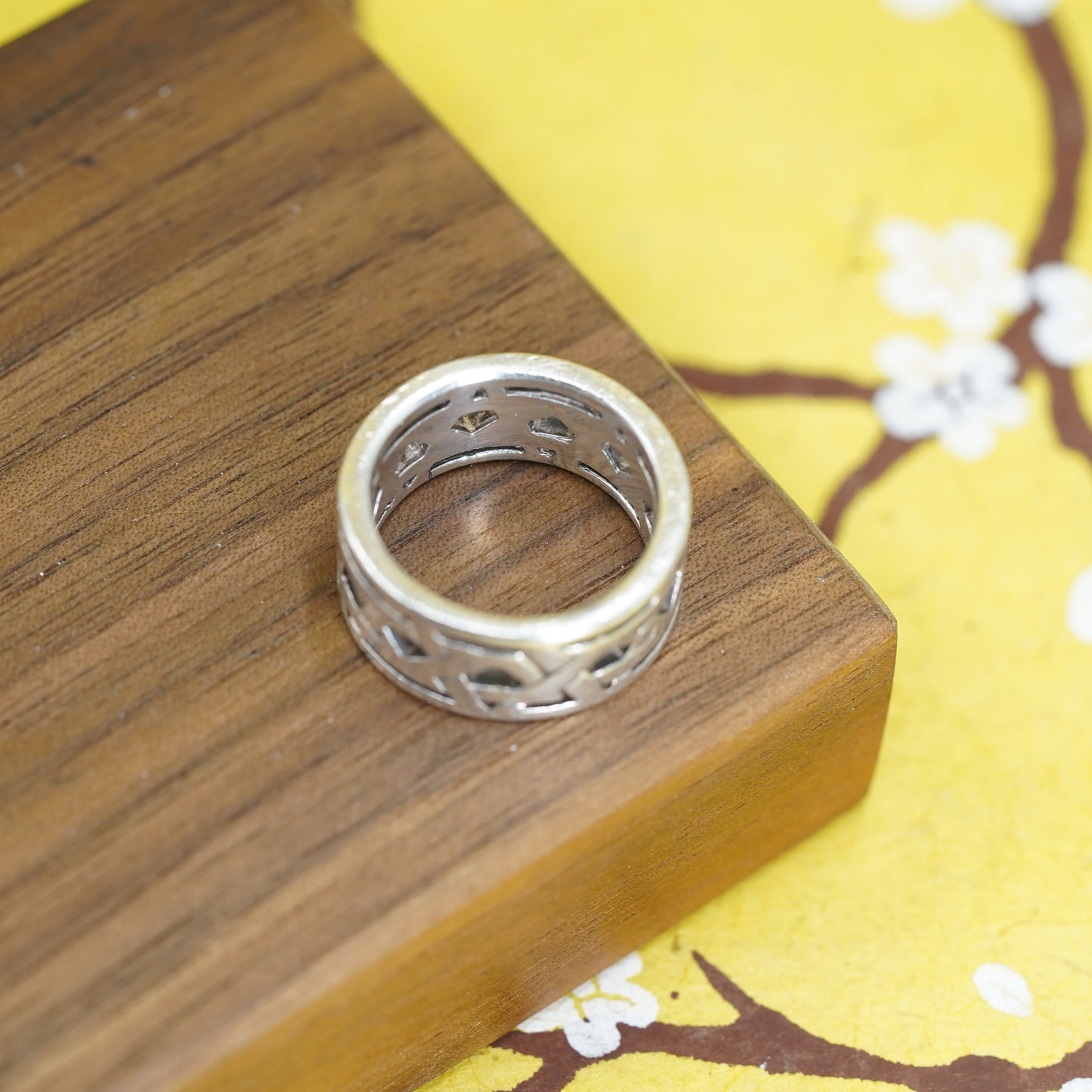 Size 6.5, vintage Sterling silver handmade ring, 925 star hexagram band