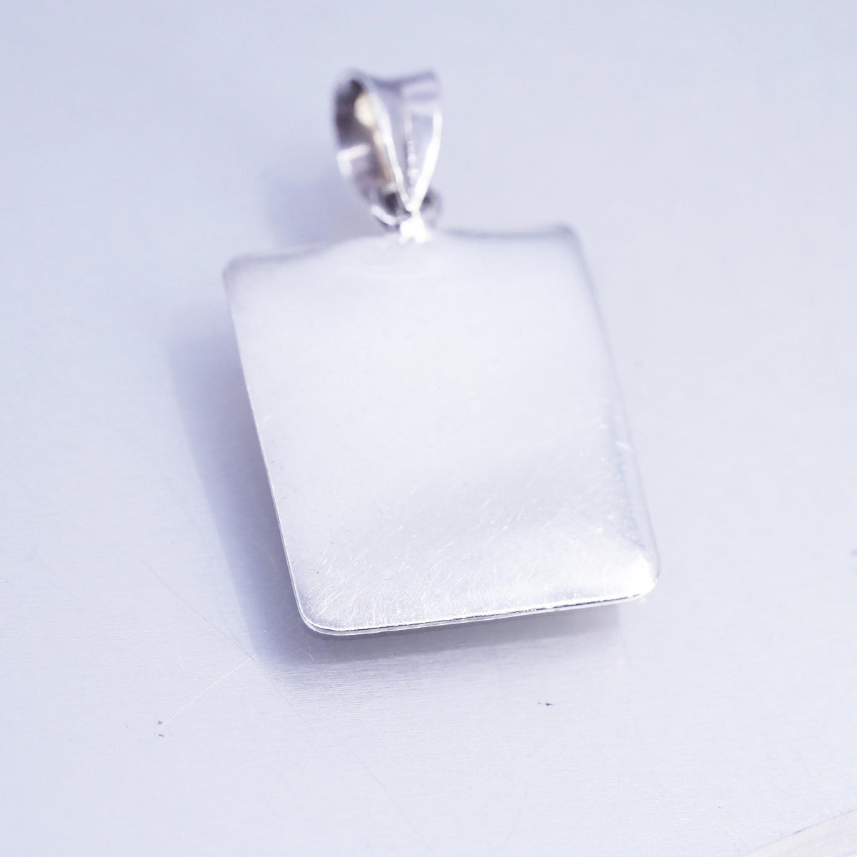 Vintage sterling silver handmade pendant, engravable 925 blank tag