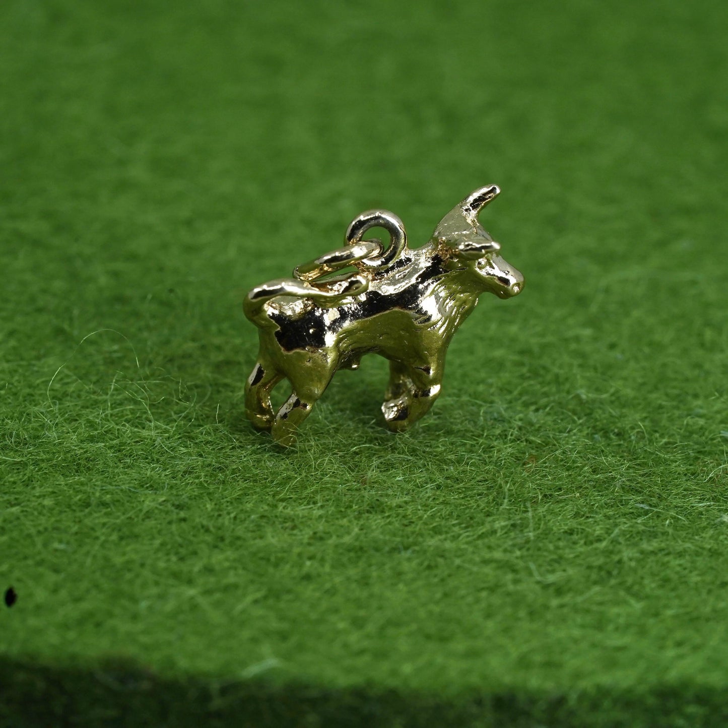Vintage gold tone Sterling silver handmade pendant, 925 silver bull ox charm