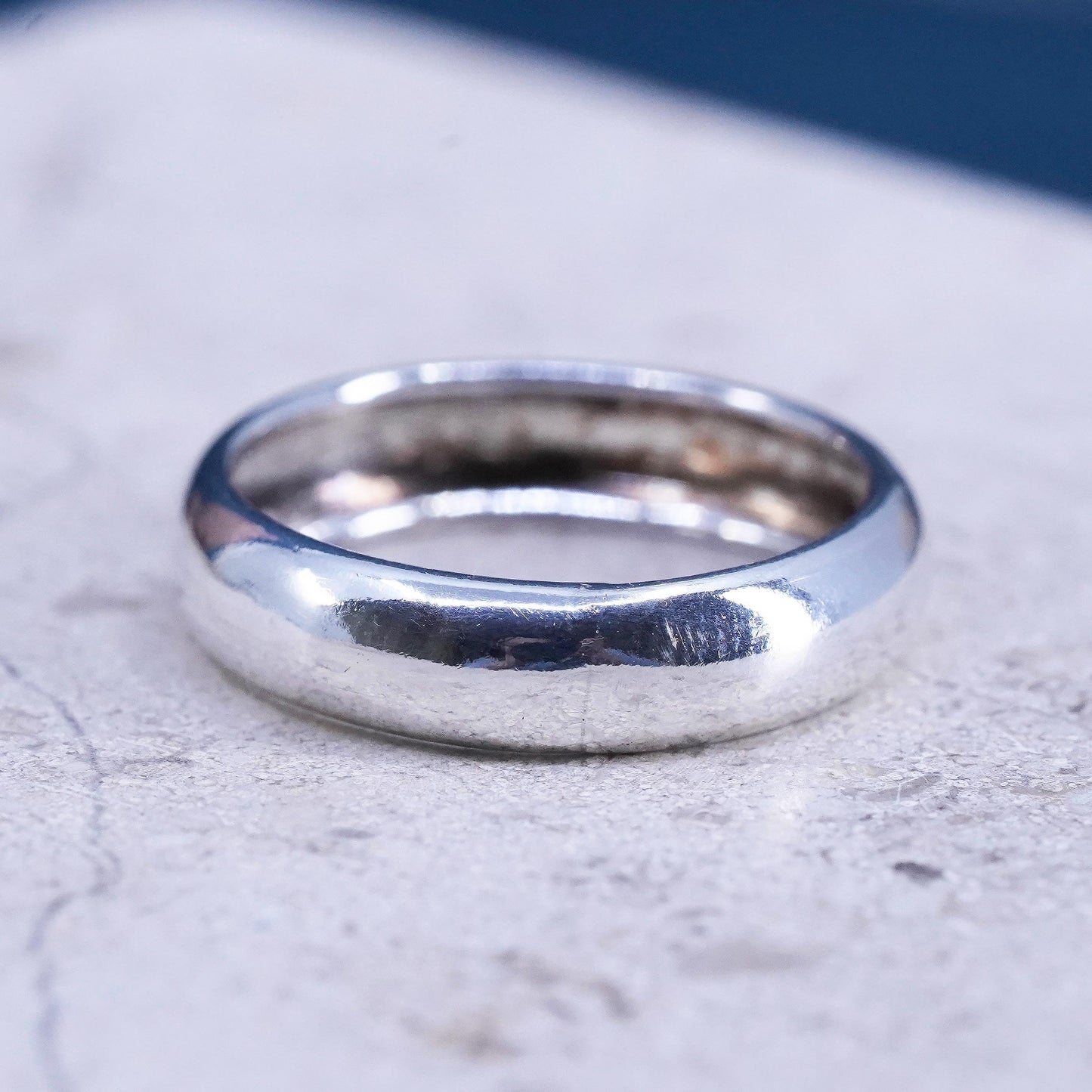 Size 7.5 vintage Sterling silver handmade ring, 925 wedding band