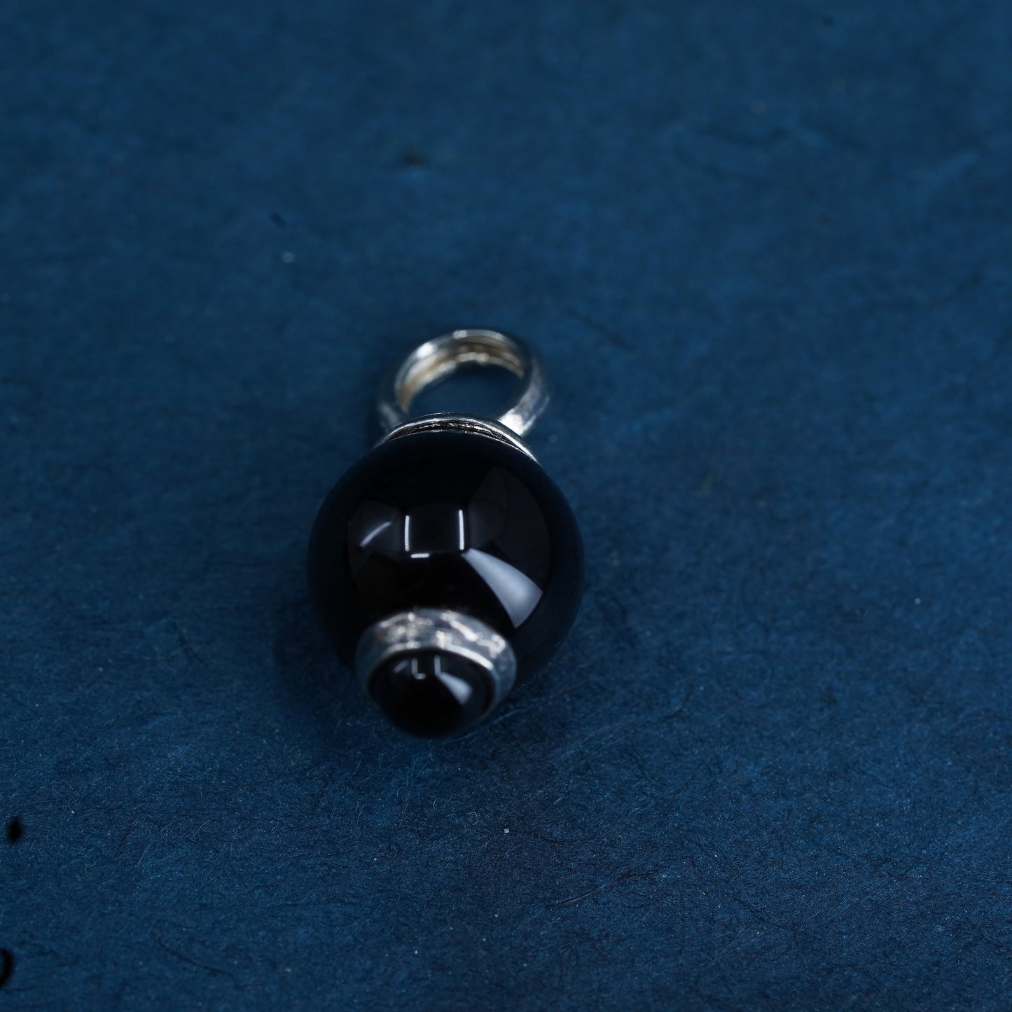 Vintage Sterling silver 925 handmade pendant with onyx bead