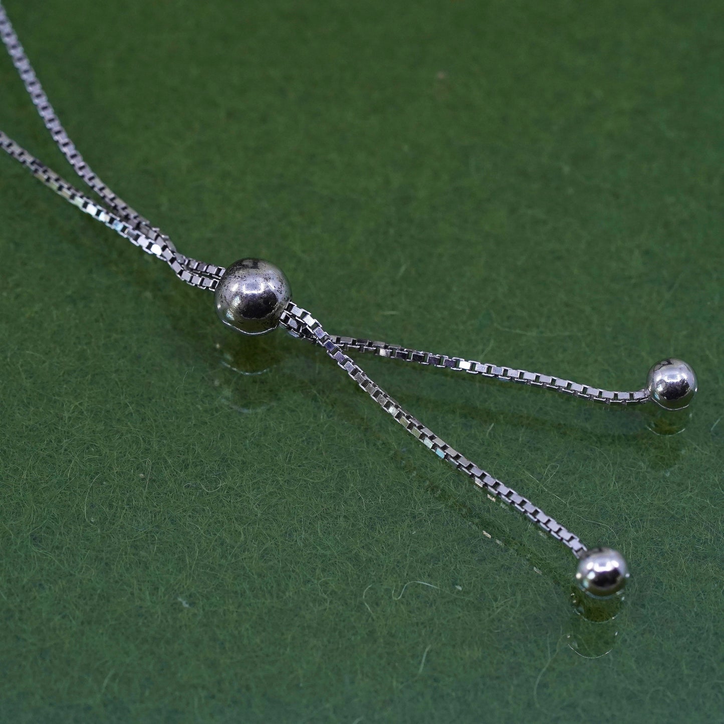 Size adjustable, sterling silver box chain, 925 bracelet with feather charm