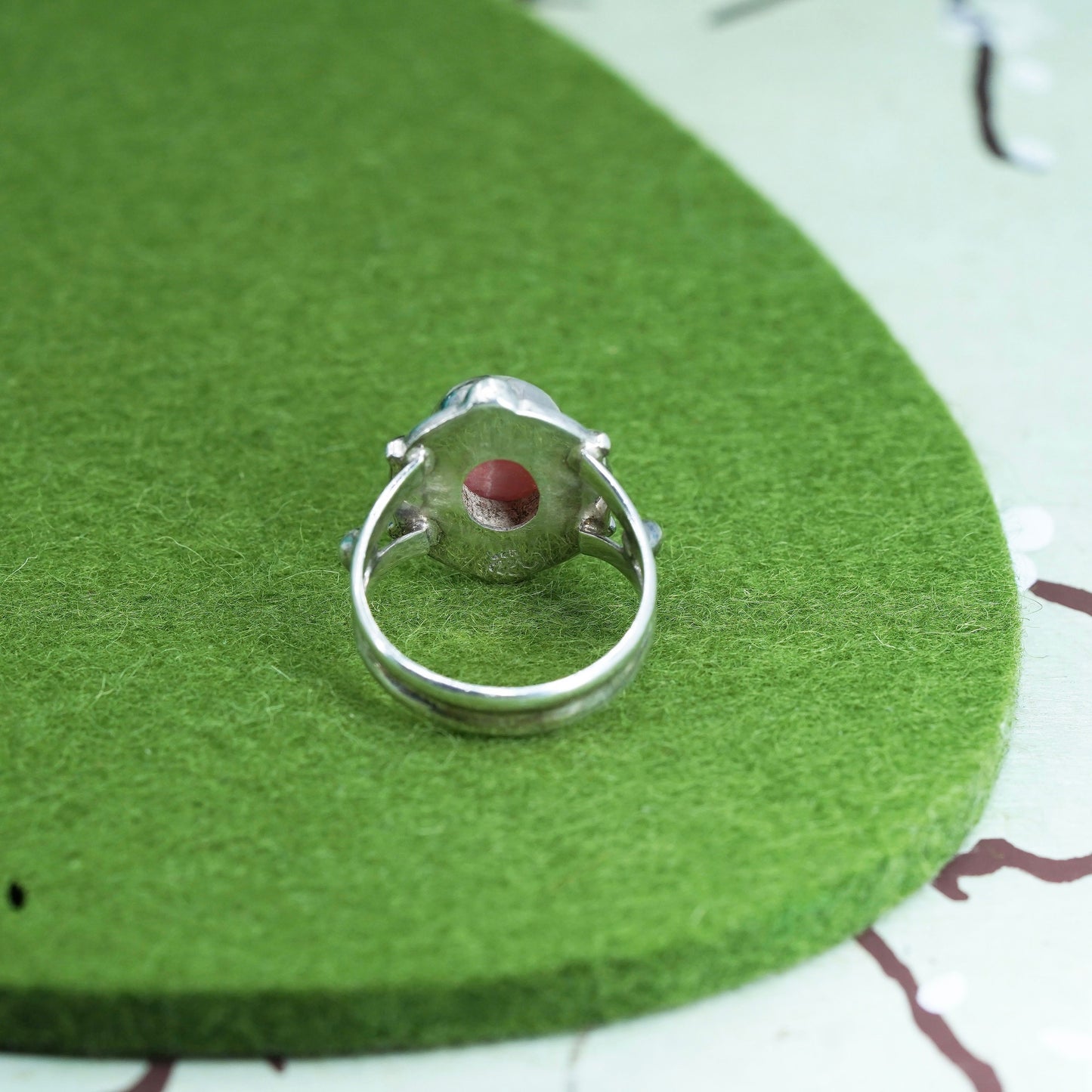 Size 9, sterling silver ring, handmade filigree 925 ring w/ pink Rhodochrosite