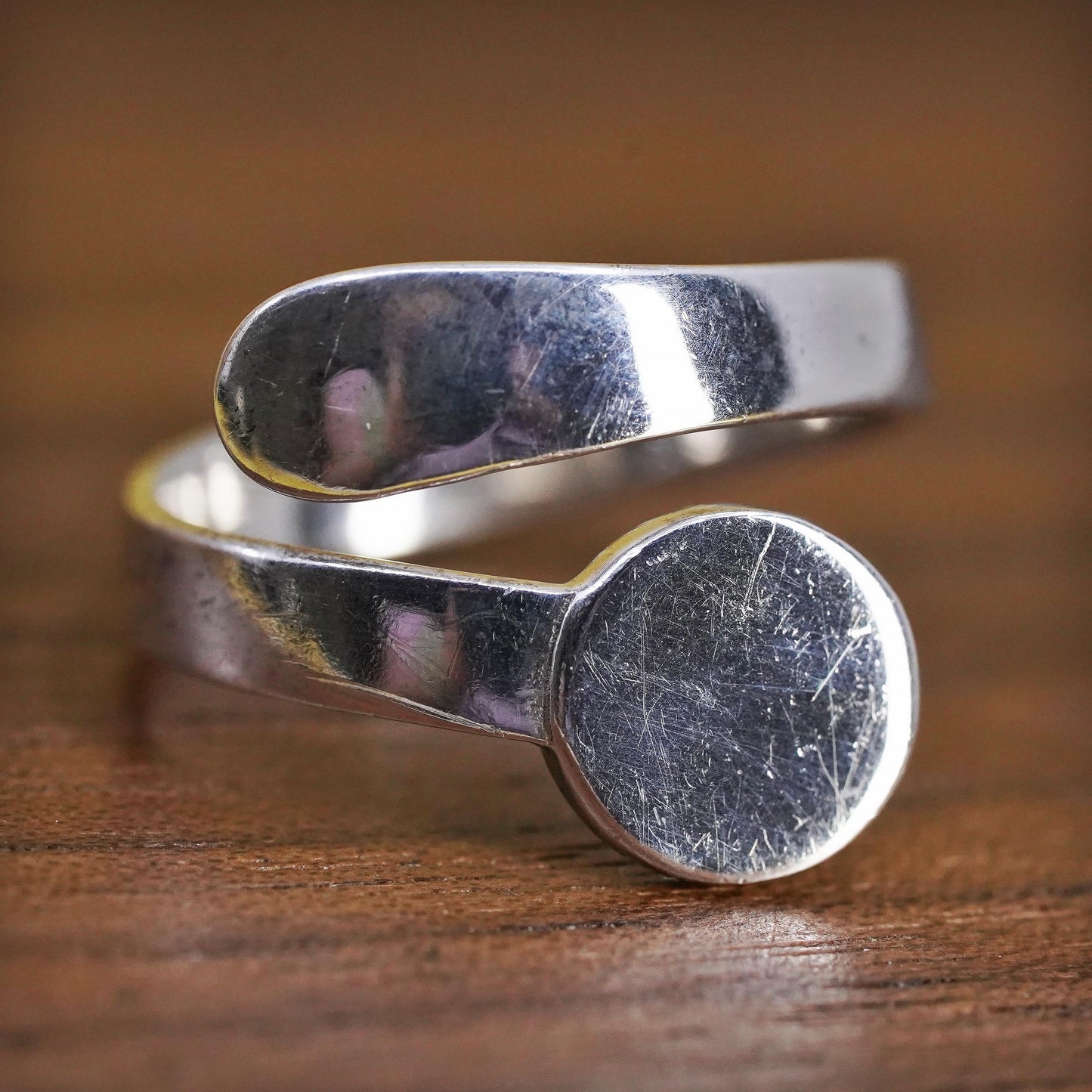 Size adjustable, vintage Sterling silver ring, 925 blank wrap band