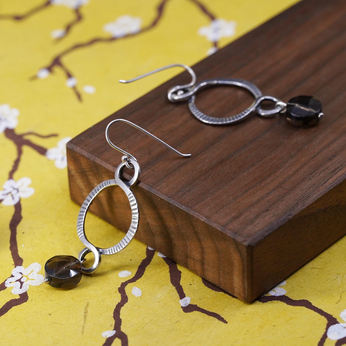 Silpada Sterling 925 Silver Faceted Brown Smoky Quartz Dangle Earrings W1485