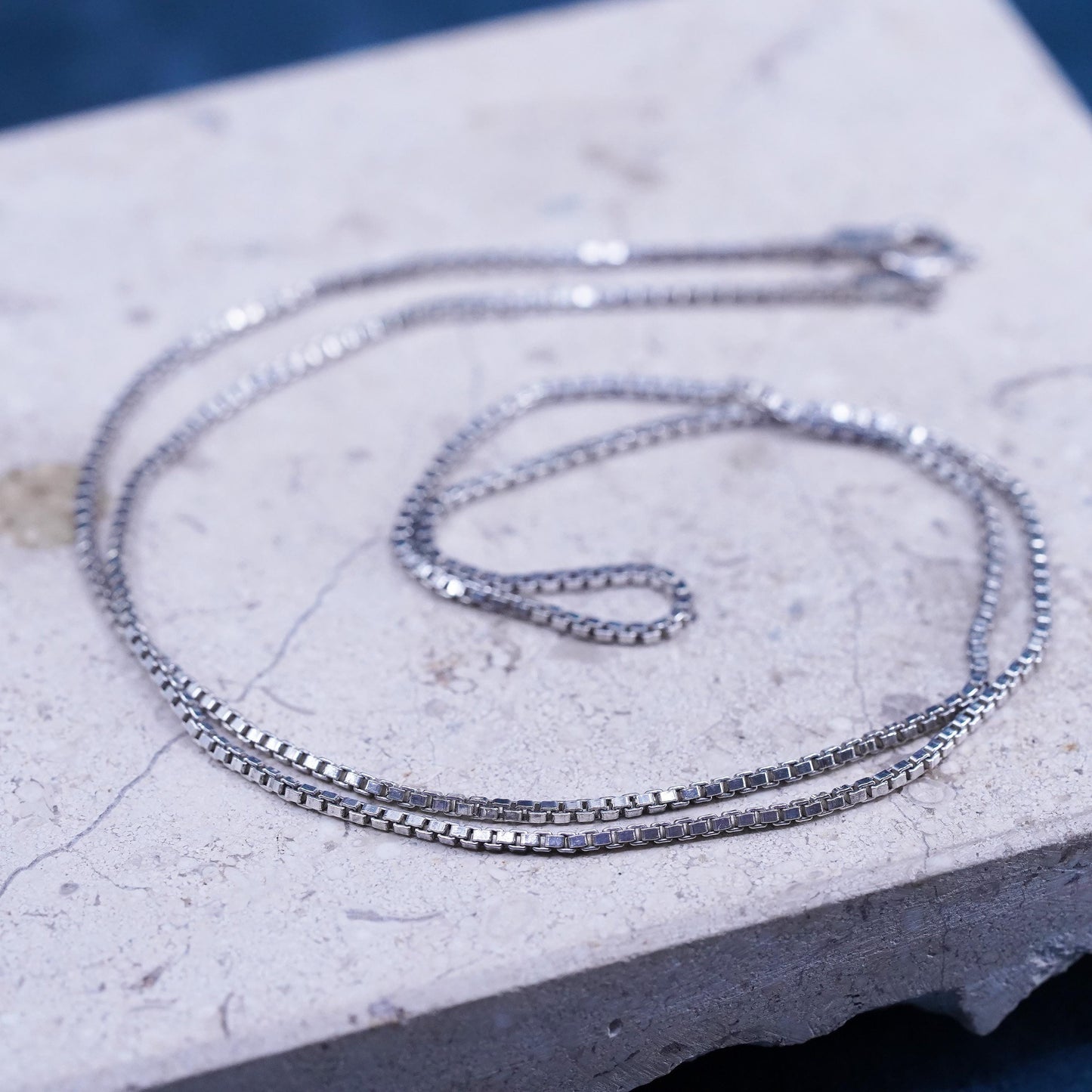 20" 1.6mm, vintage Italian Sterling silver necklace, 925 box chain