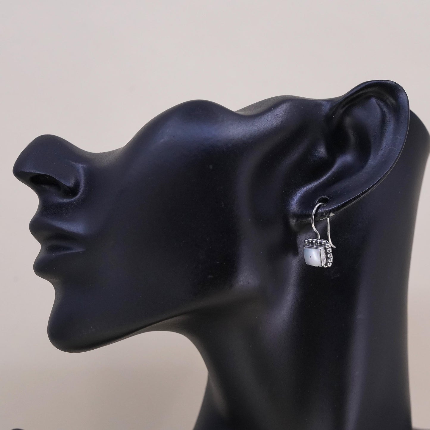 Retired Silpada W1394 Pearl Button Square single earring .925 Sterling Silver