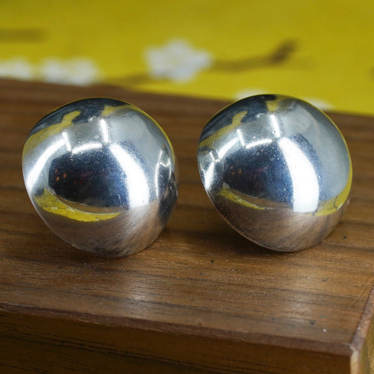 0.75” Vintage Sterling silver handmade earrings, puffy 925 silver studs