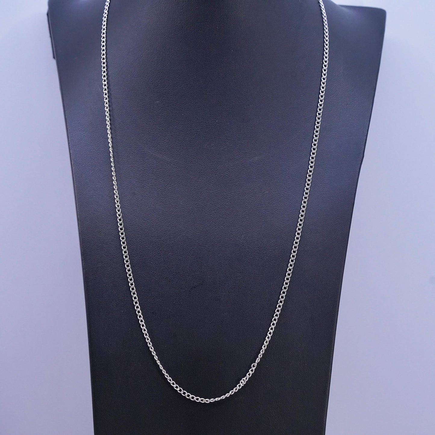 24" 3mm, vintage Sterling silver handmade necklace, 925 curb chain