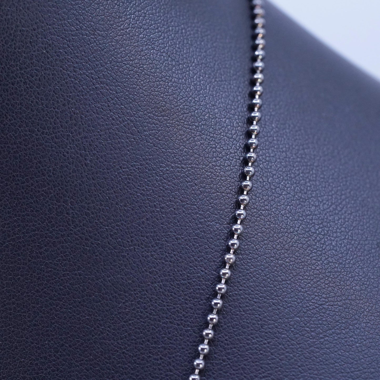 20" 1mm, vintage Italian IBB Sterling 925 silver oxidized chain necklace beads